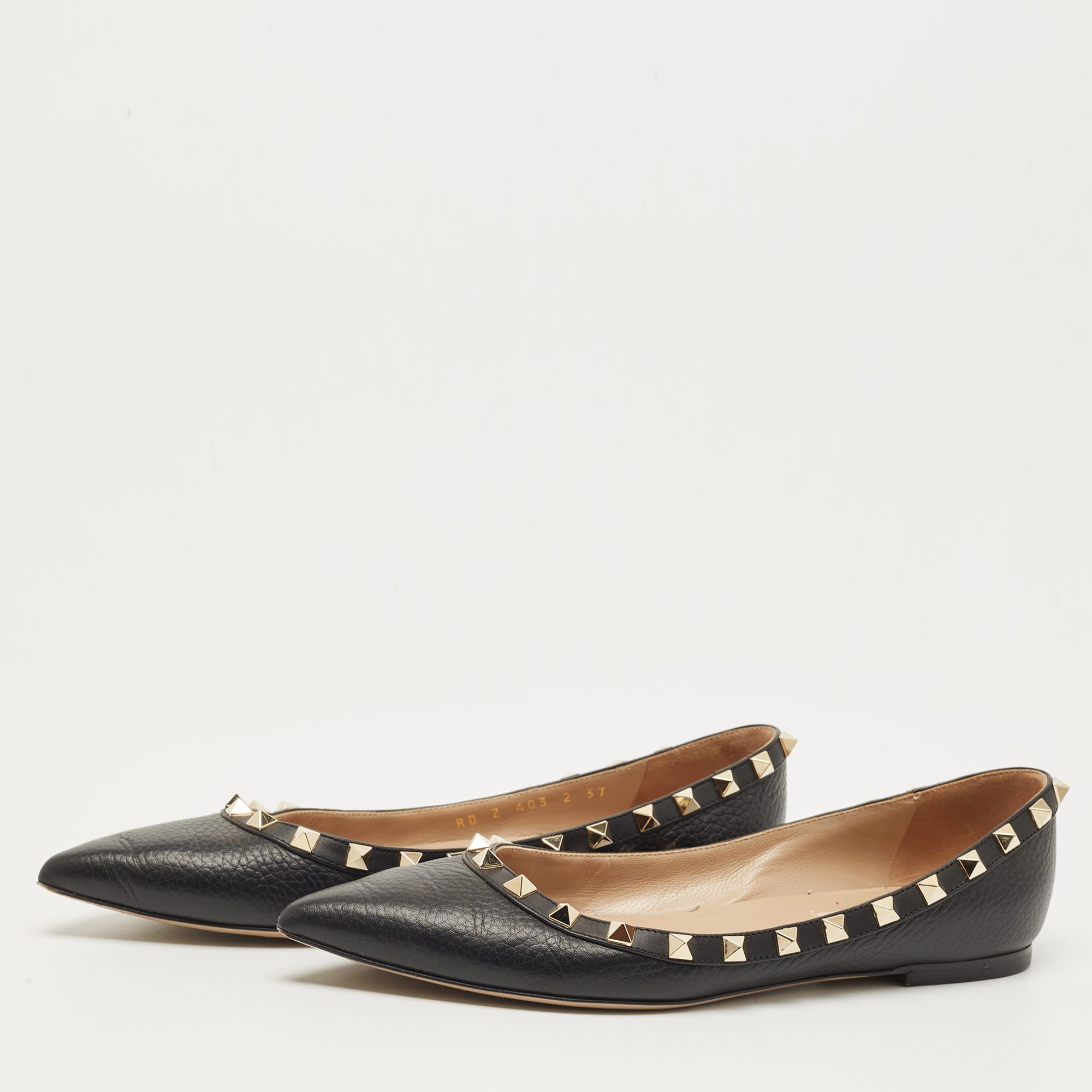 

Valentino Black Leather Rockstud Ballet Flats Size