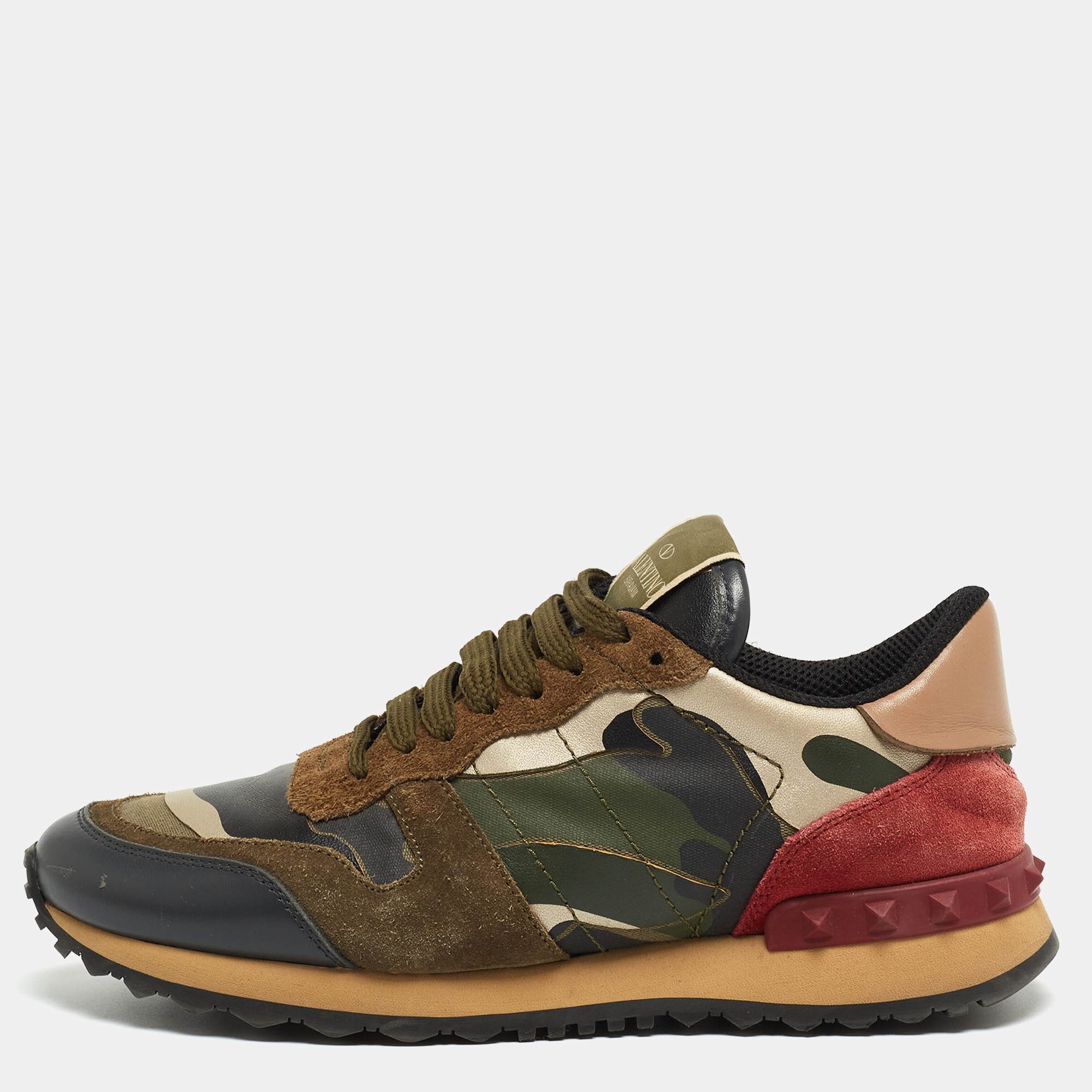 

Valentino Multicolor Camouflage Print Canvas and Leather Rockrunner Sneakers Size