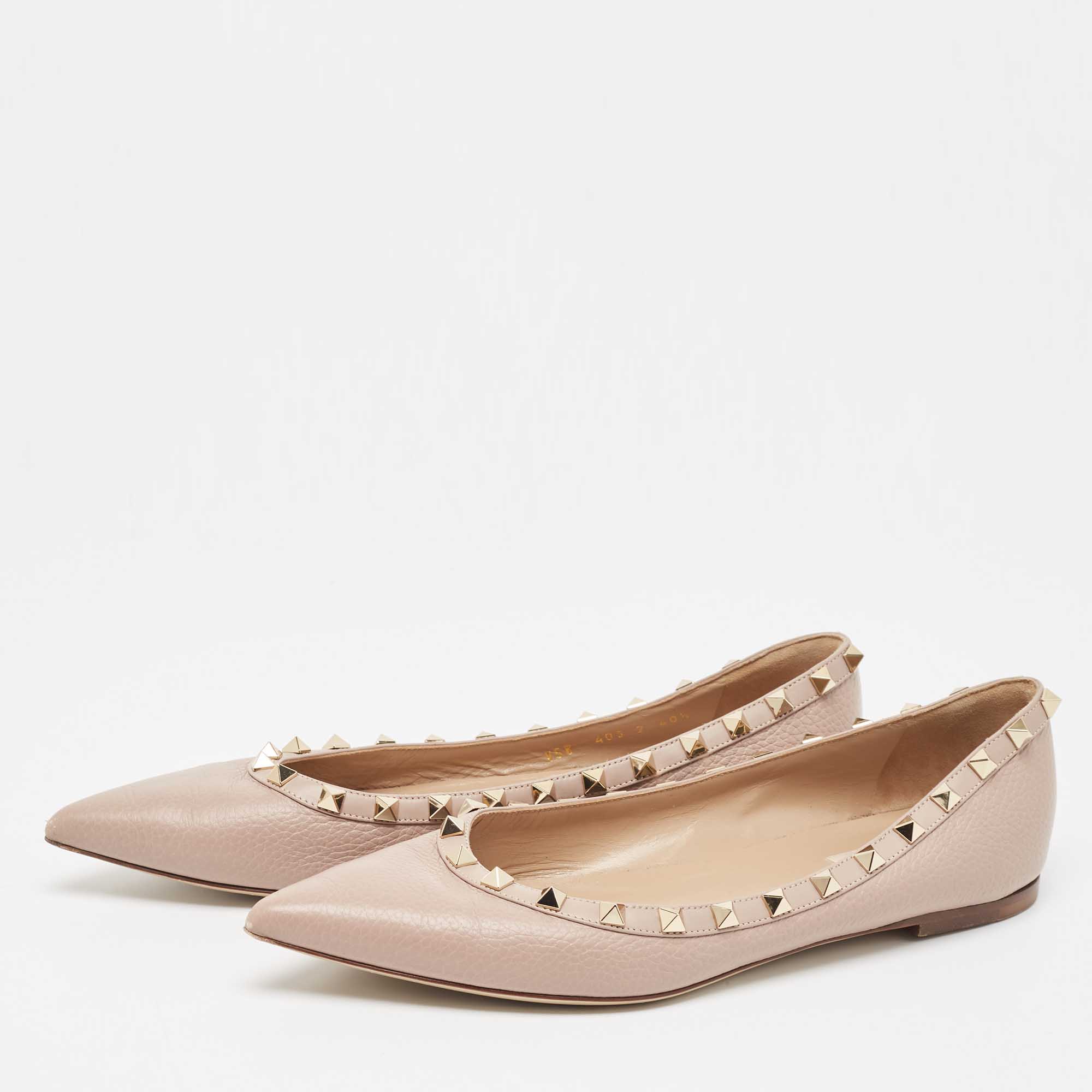 

Valentino Dusty Pink Leather Rockstud Ballet Flats Size