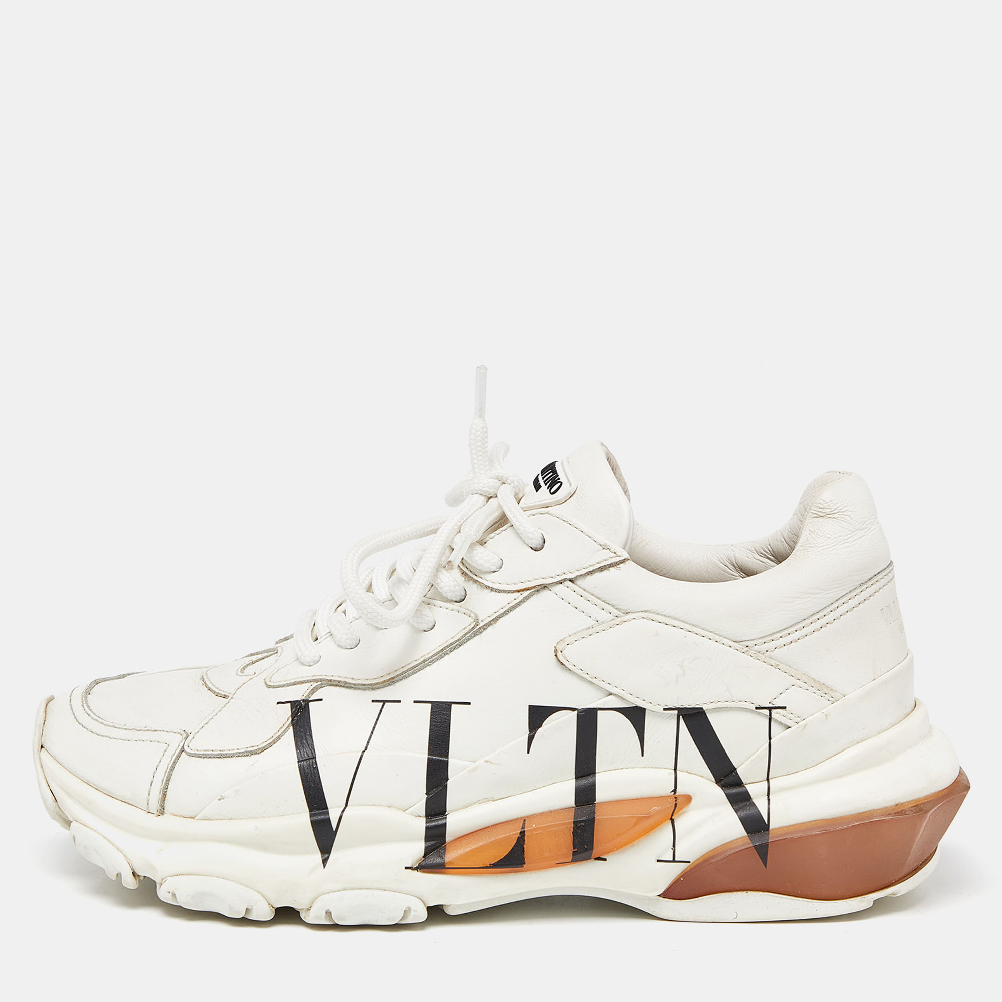 

Valentino White Leather VLTN Bounce Sneakers Size