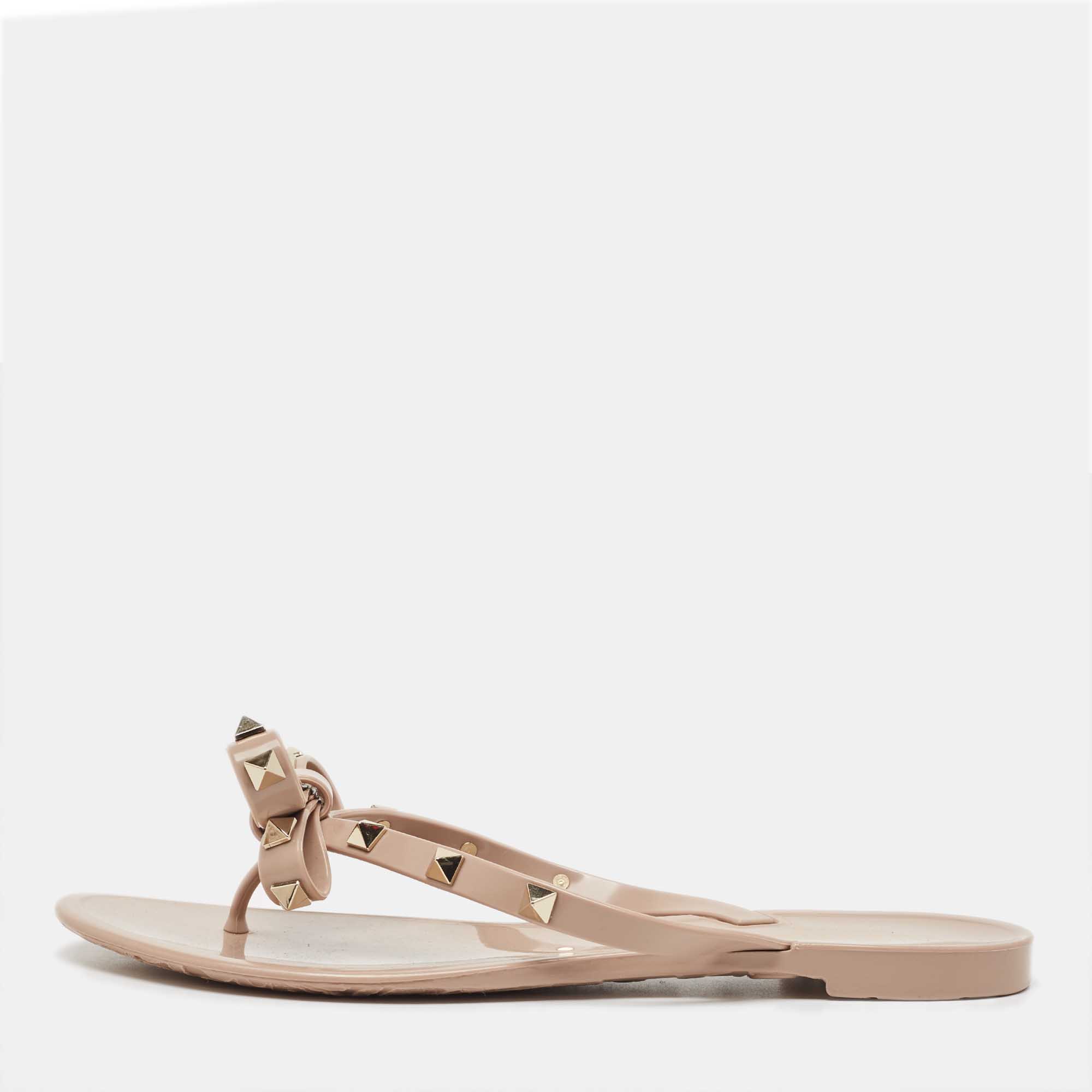 

Valentino Pink Rubber Rockstud Thong Flats Size