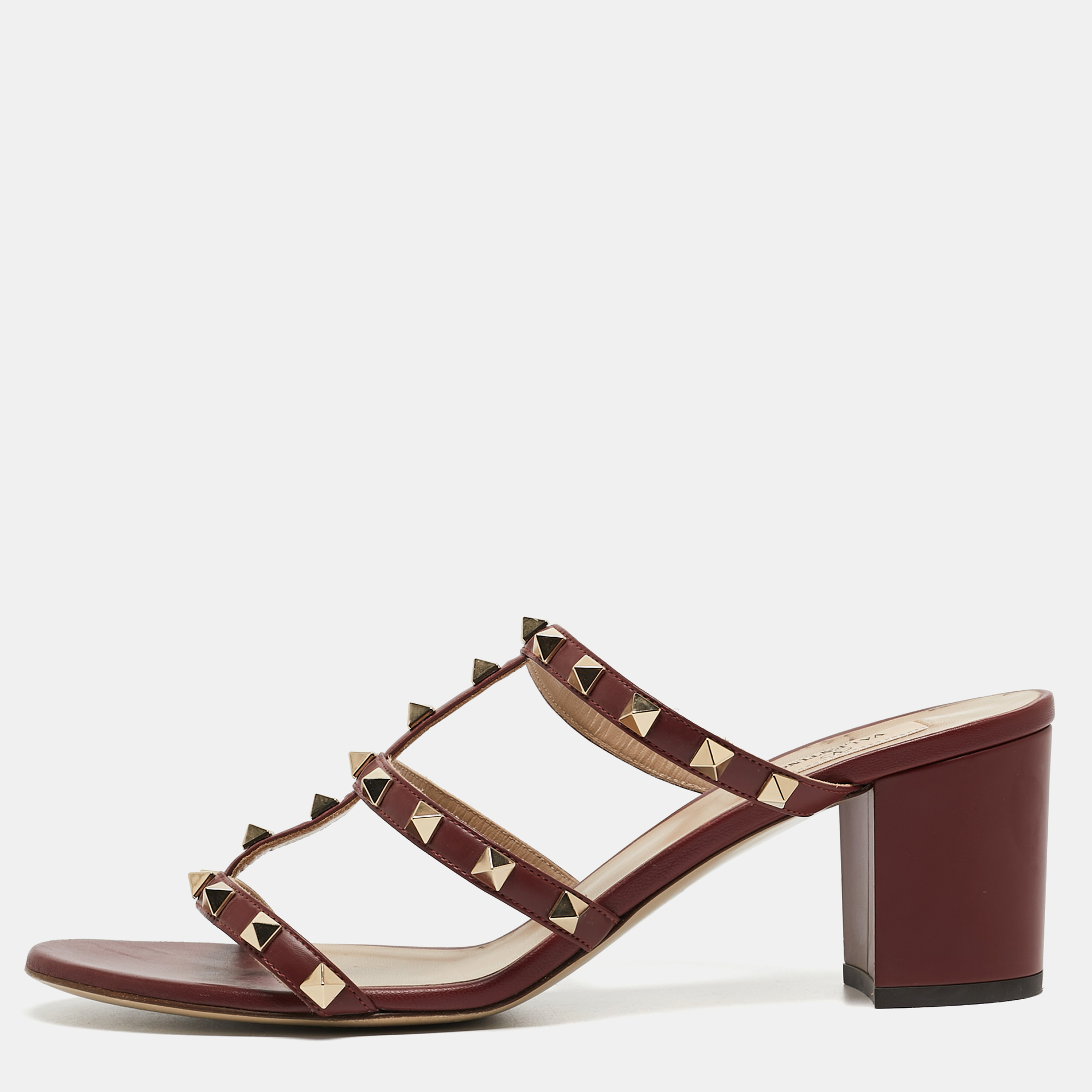 

Valentino Burgundy Leather Rockstud Sandals Size