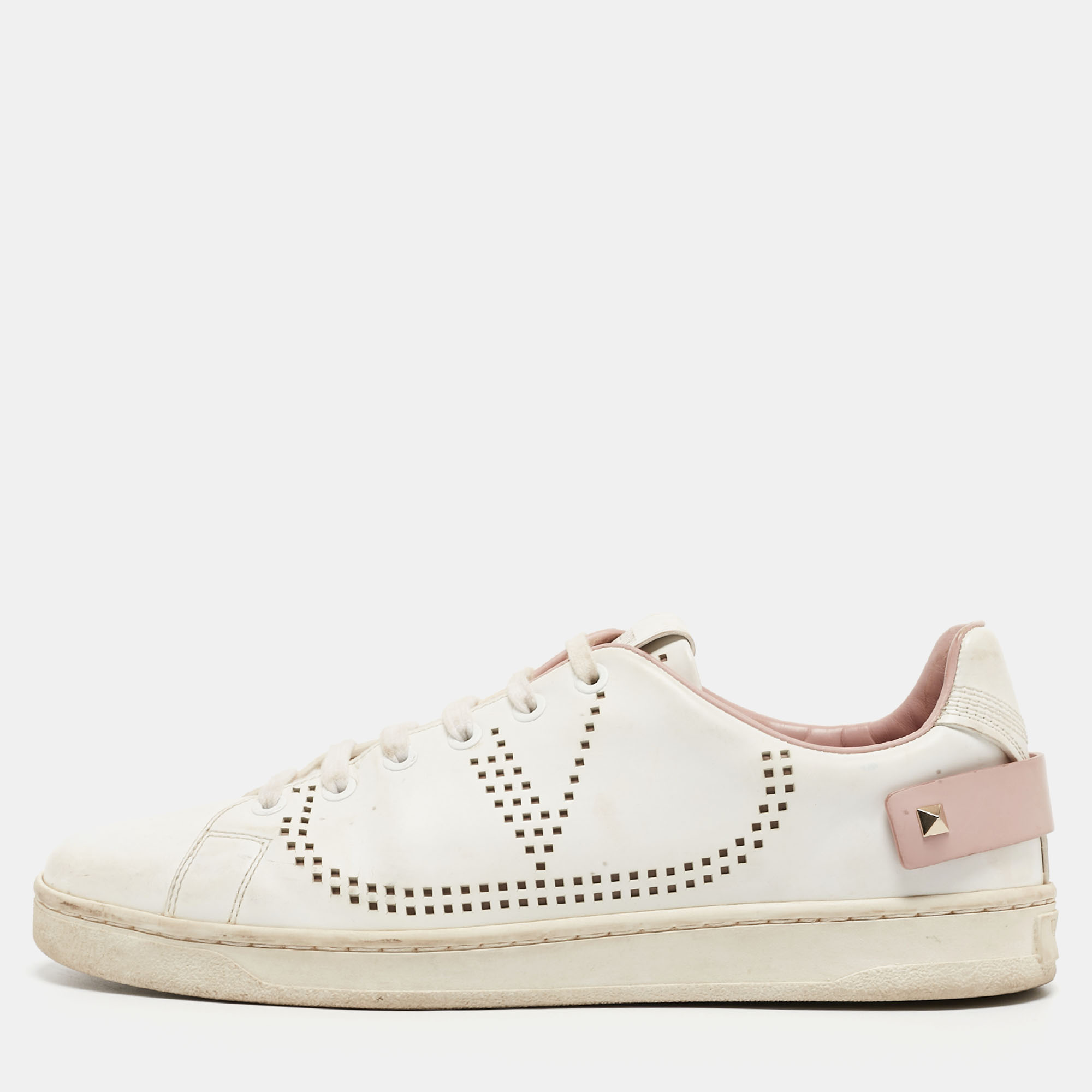 

Valentino White Leather Rockstud Slip On Sneakers Size
