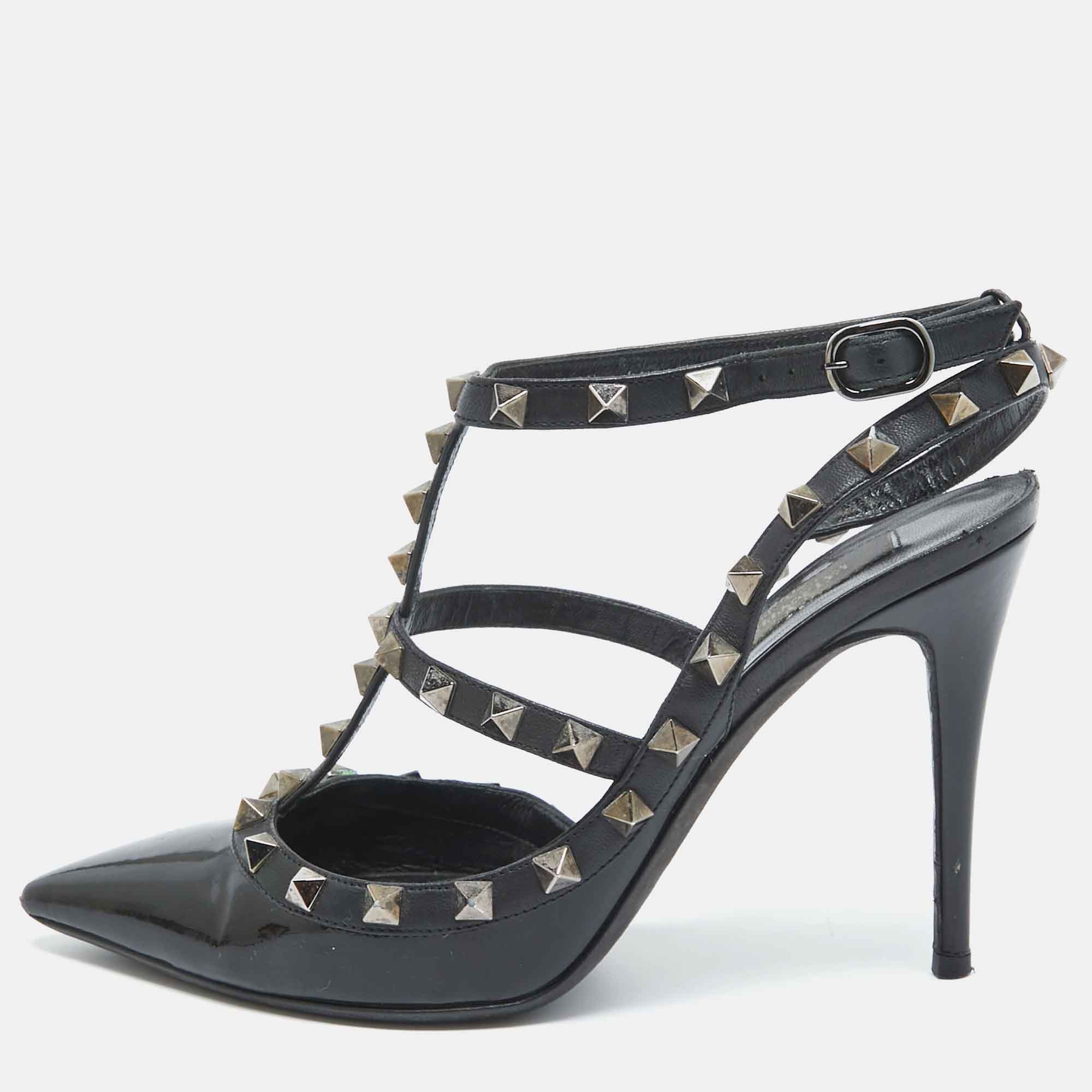 

Valentino Black Patent and Leather Rockstud Pumps Size