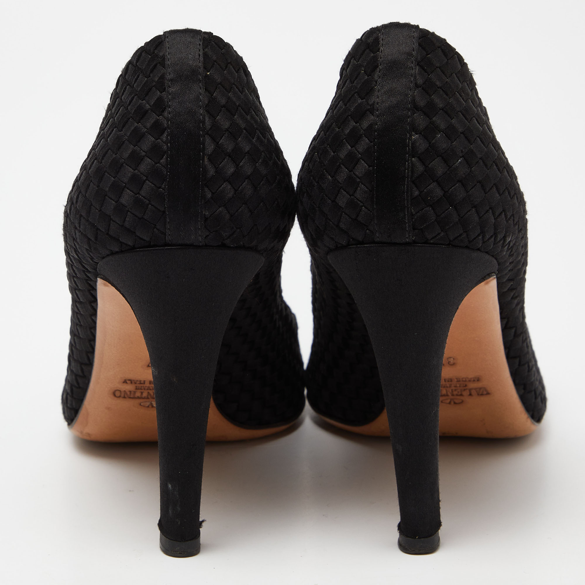 Valentino Black Woven Leather Pumps Size 37 