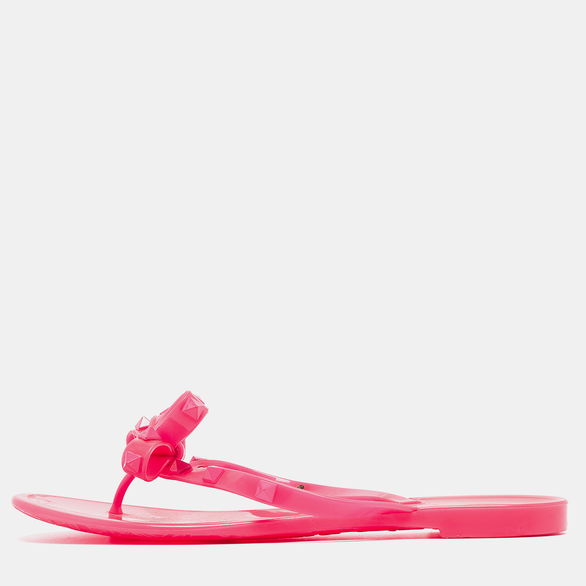 

Valentino Pink Rubber Rockstud Slide Flats Size