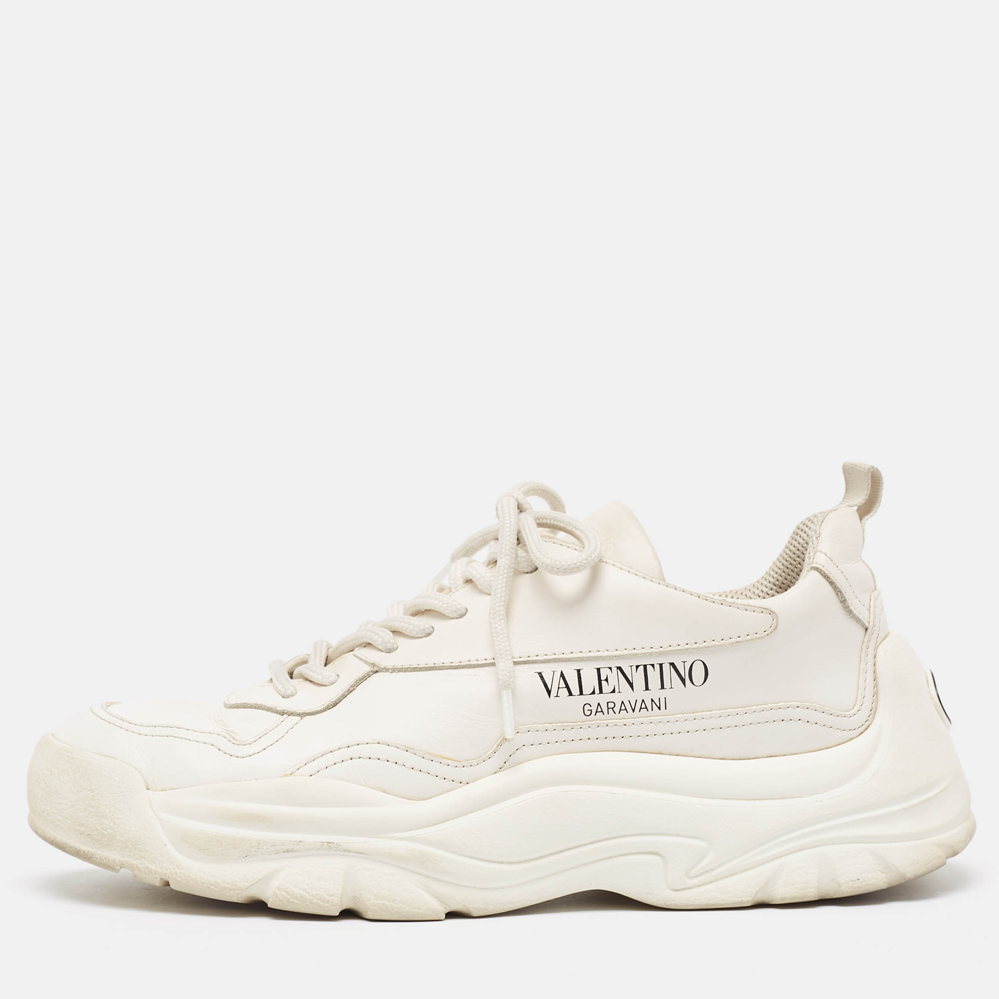 Valentino White Leather Gumboy Sneakers Size 38