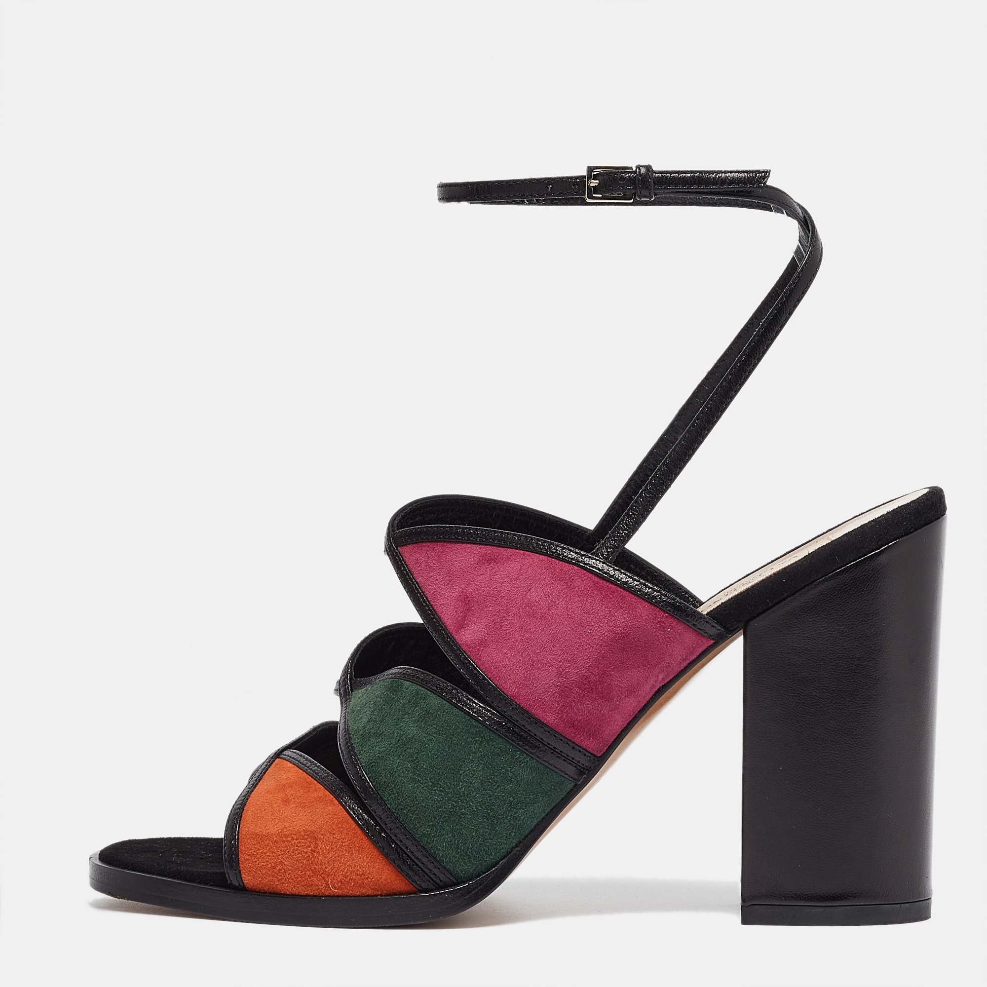 

Valentino Multicolor Suede and Leather Ankle Wrap Sandals Size