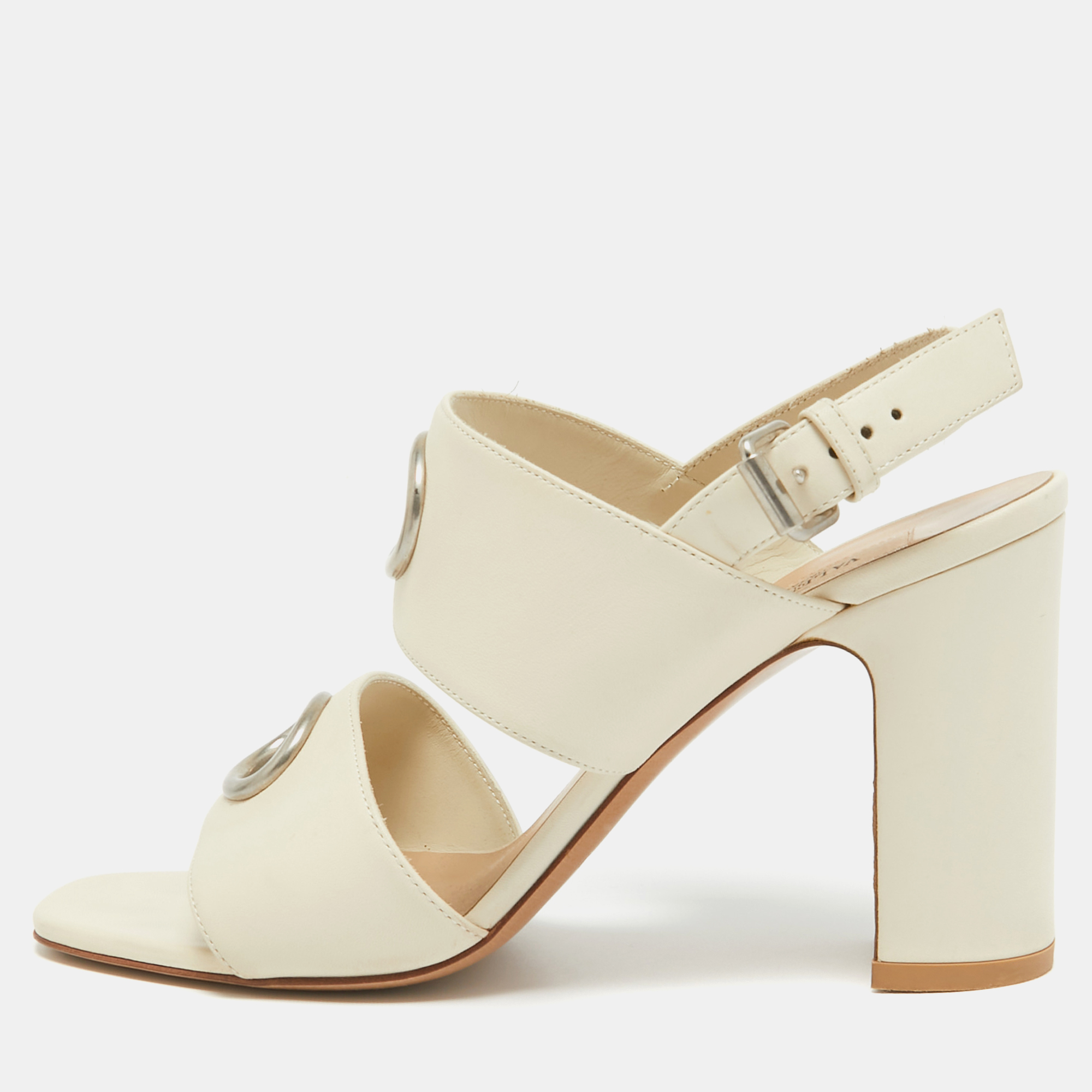 

Valentino Cream Leather Slingback Sandals Size