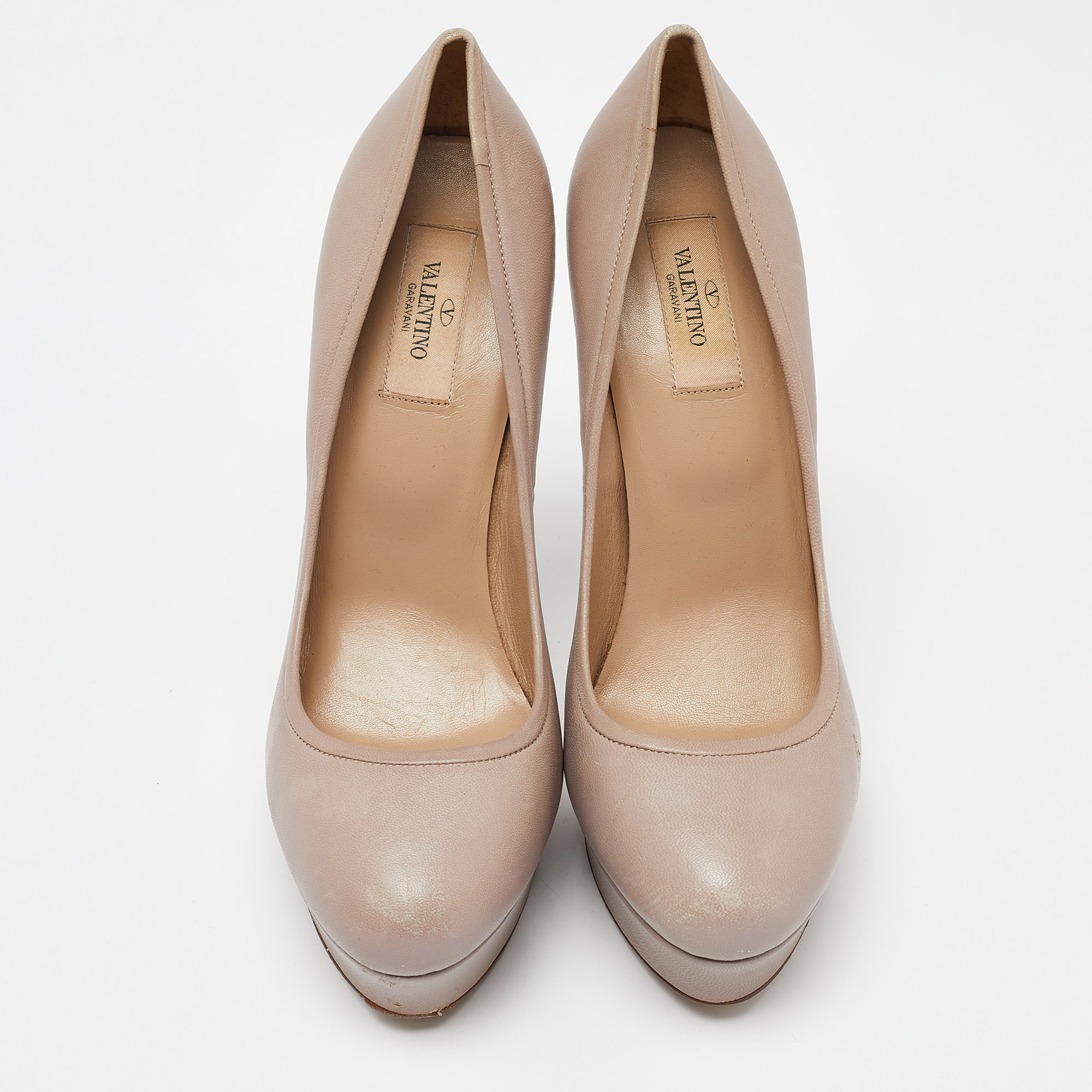 Valentino Pink Leather Platform Round Toe Pumps Size 40 