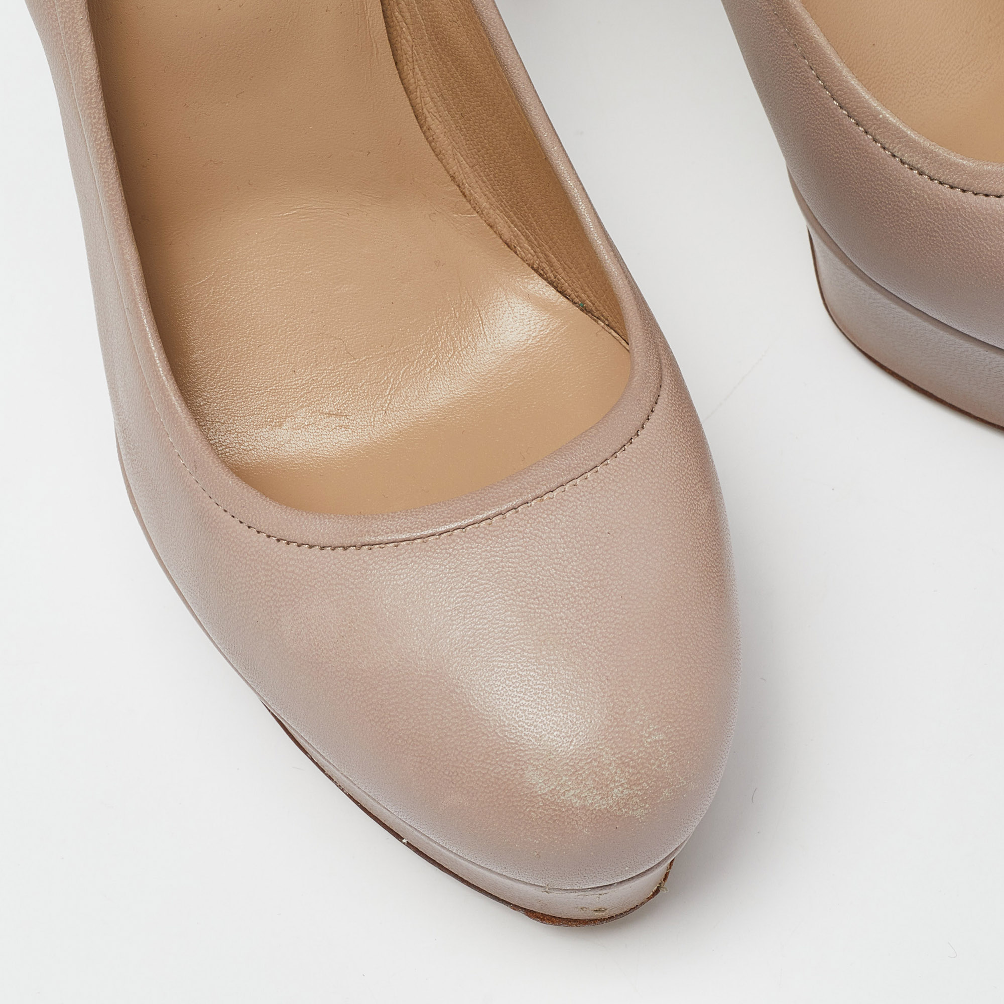Valentino Pink Leather Platform Round Toe Pumps Size 40 