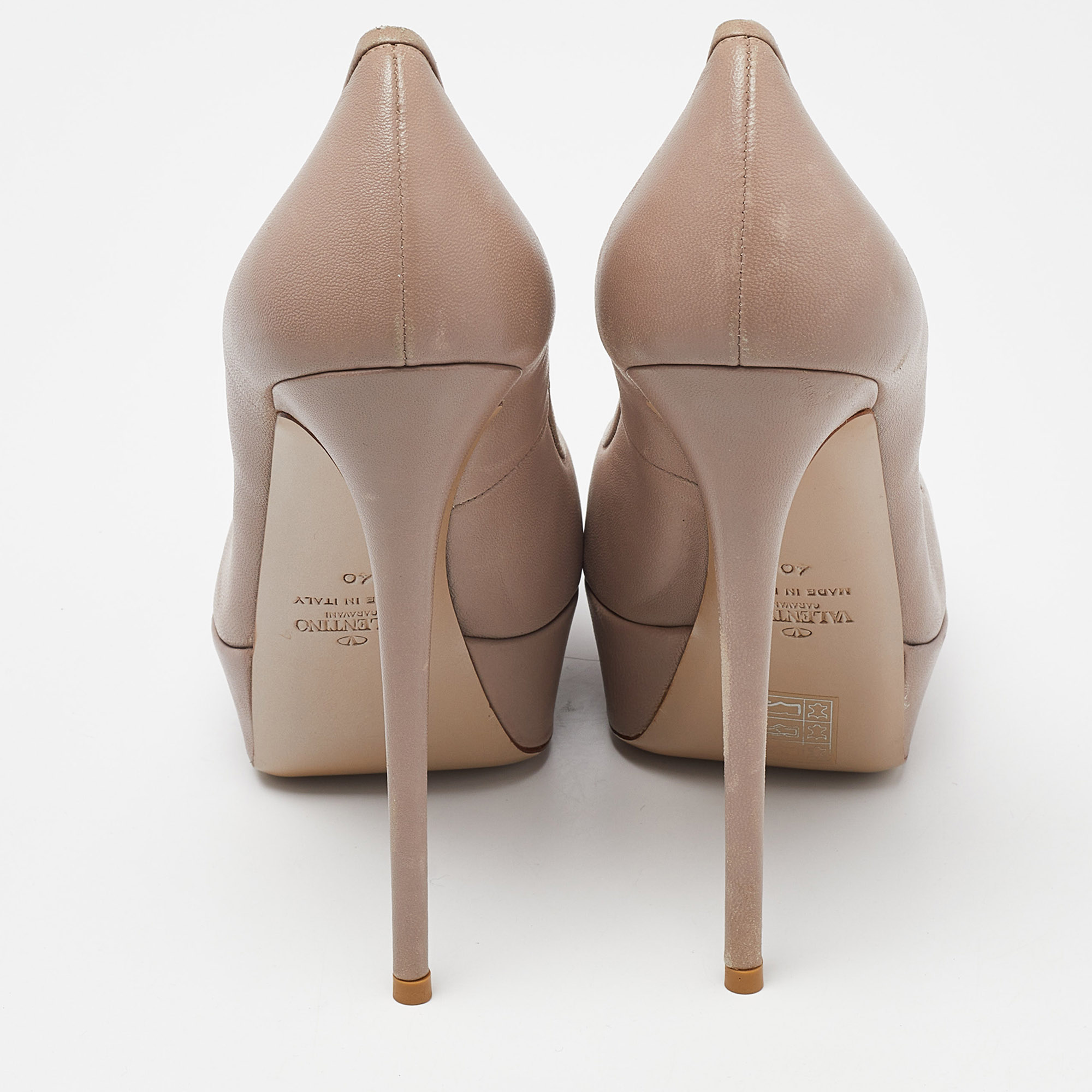 Valentino Pink Leather Platform Round Toe Pumps Size 40 