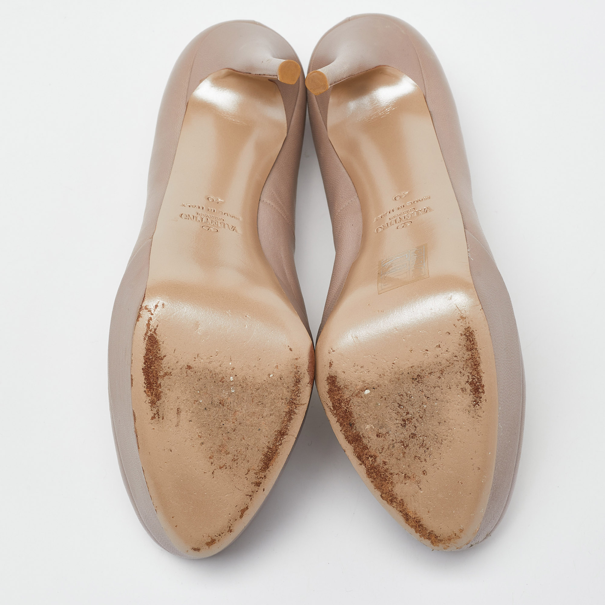 Valentino Pink Leather Platform Round Toe Pumps Size 40 