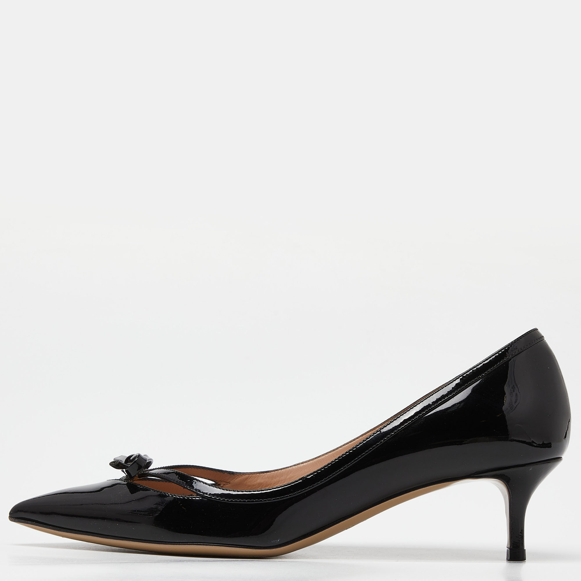 

Valentino Black Patent Leather Bow Pointed Toe Pumps Size