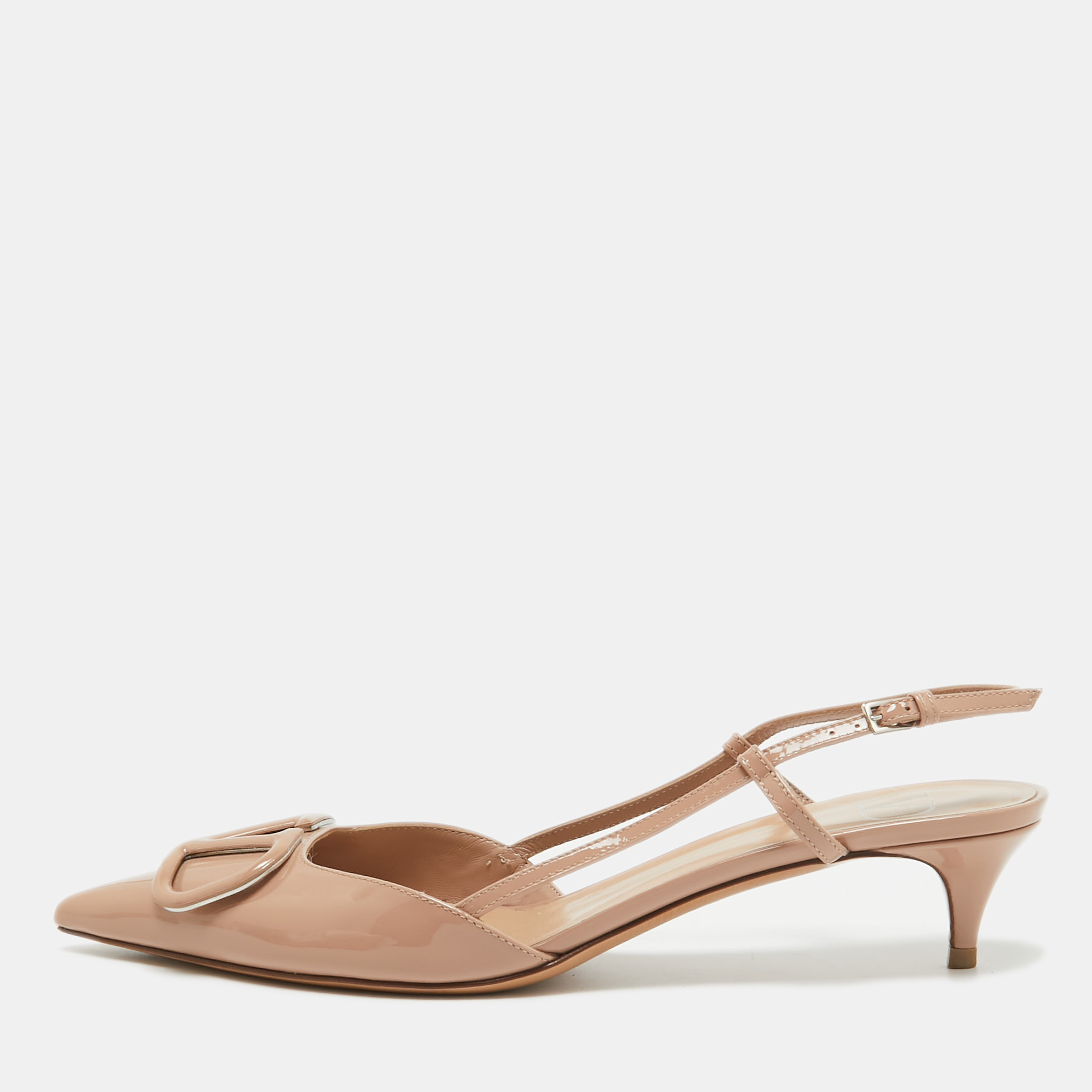 

Valentino Dusty Pink Patent Leather VLogo Slingback Pumps Size