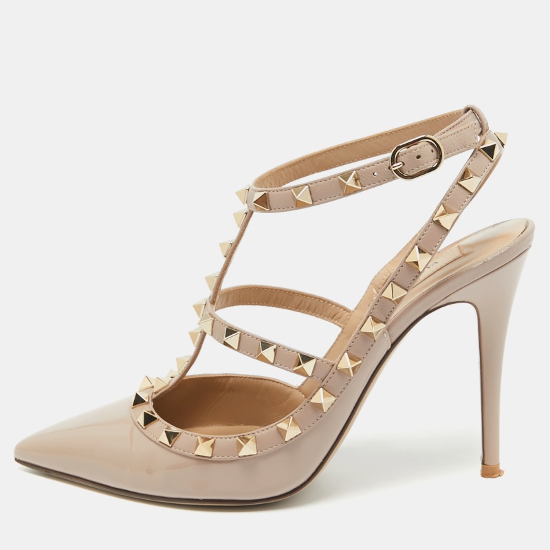 

Valentino Dusty Pink Patent Leather Rockstud Ankle Strap Pumps Size