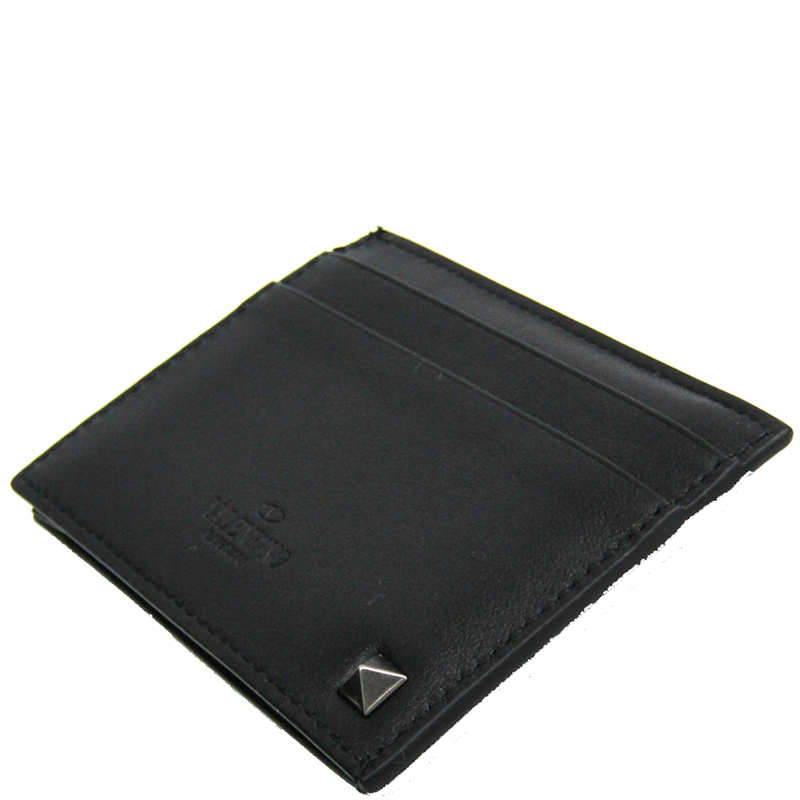 

Valentino Black Leather Rockstud Card Case
