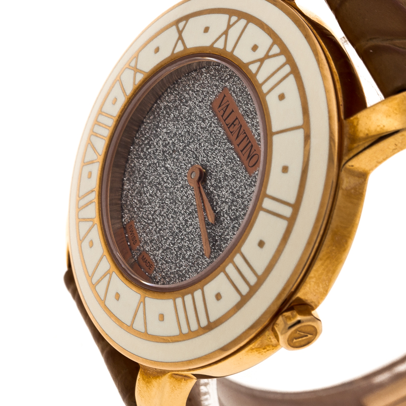 

Valentino Metallic Grey Rose Gold Plated Histoire Women's Wristwatch, Brown