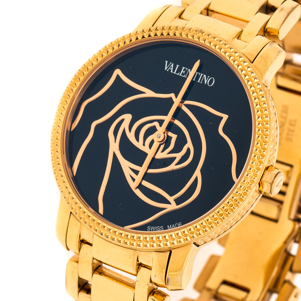 Valentino Black Rose Gold Plated Stainless V56 Women's 36 mm Valentino | TLC