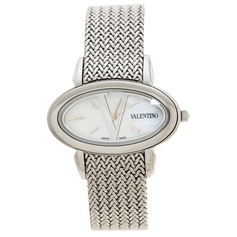 Valentino Mother of Pearl Stainless Steel V50SBQ9991S099 Oval Women's Wristwatch 40 mm