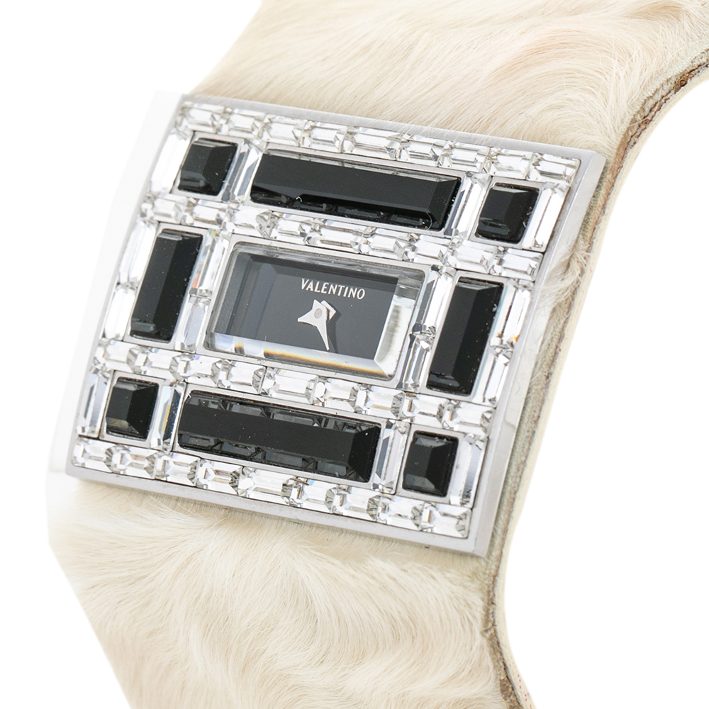 

Valentino Black Stainless Steel Swarovski Crystal Leather Women's Wristwatch