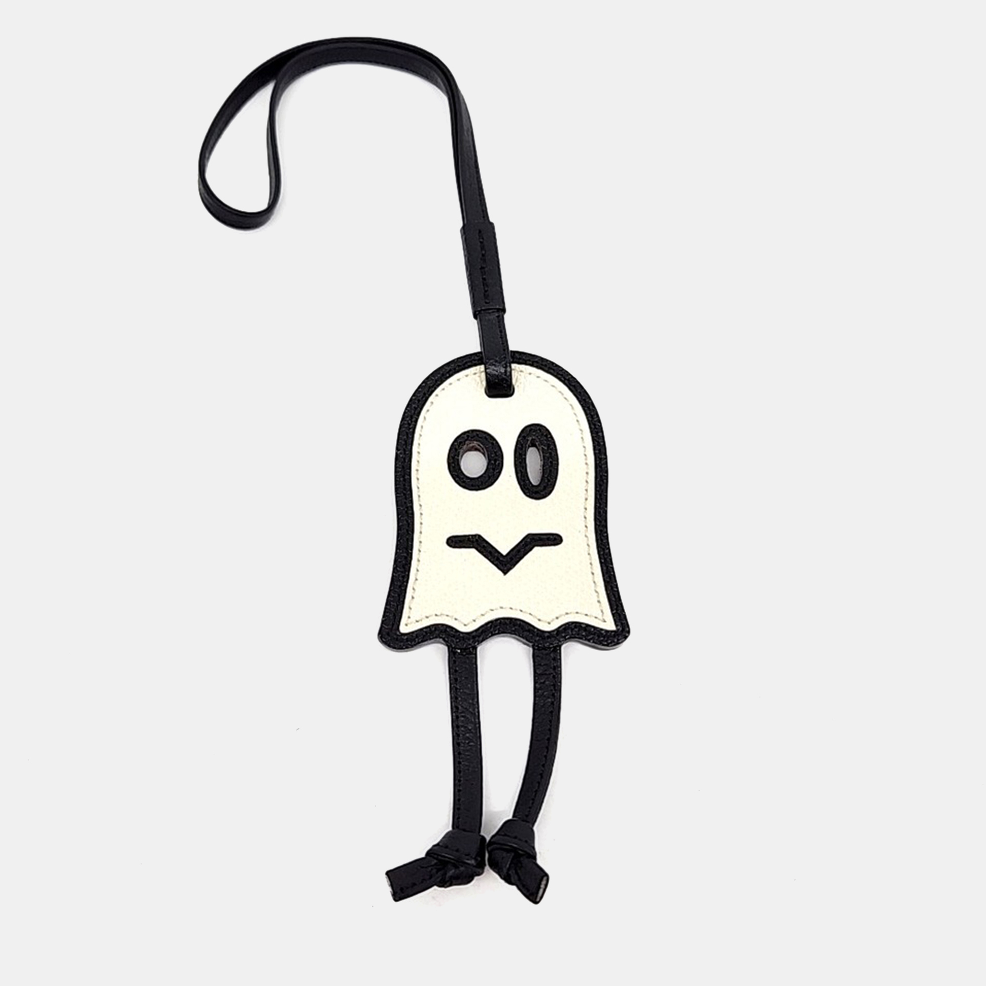 

Valextra Black/White Leather Ghost Bag Charm