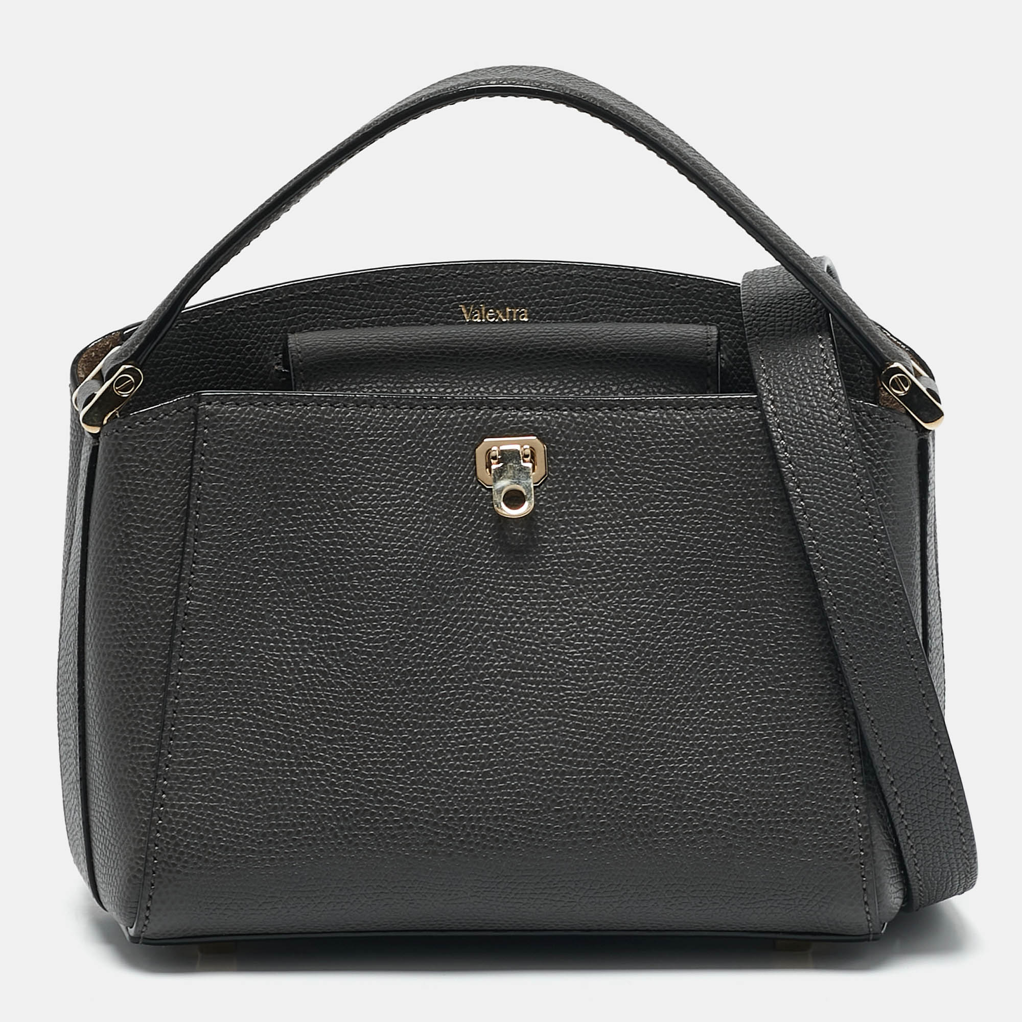 

Valextra Grey Leather Micro Brera Top Handle Bag