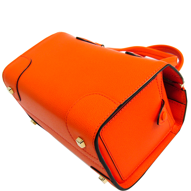 

Valextra Orange Leather Mini Boston Bag