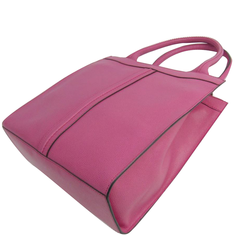 

Valextra Pink Leather Punch Tote Bag