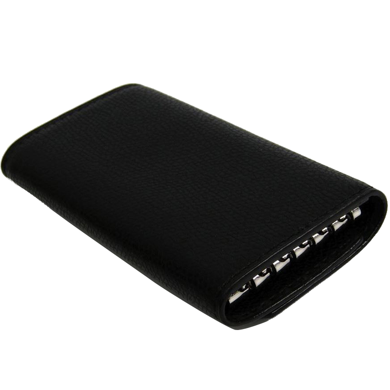 

Valextra Black Leather Key Case Holder