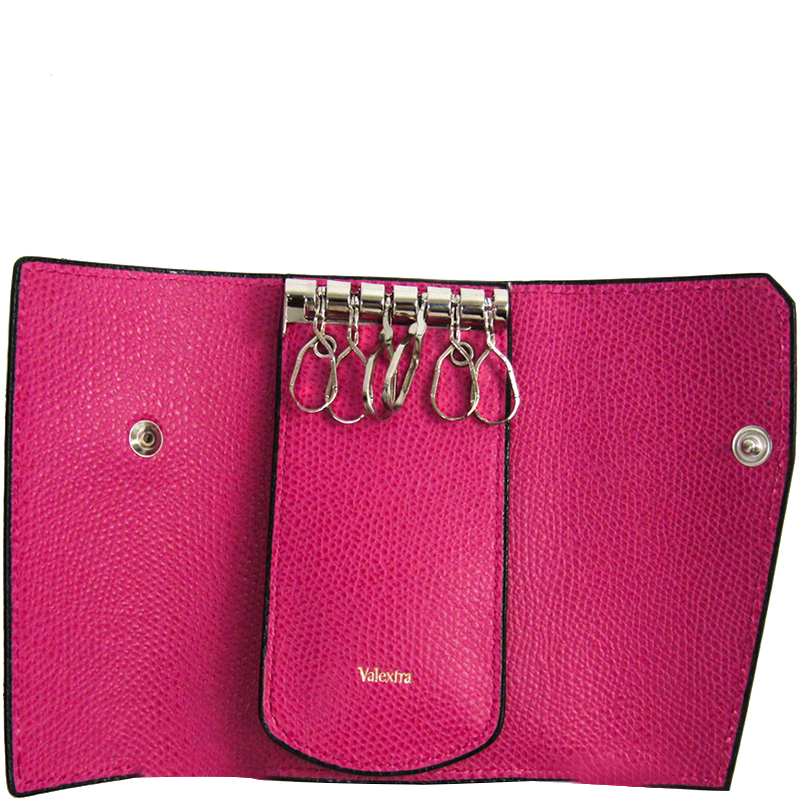 

Valextra Pink Leather Key Case Holder