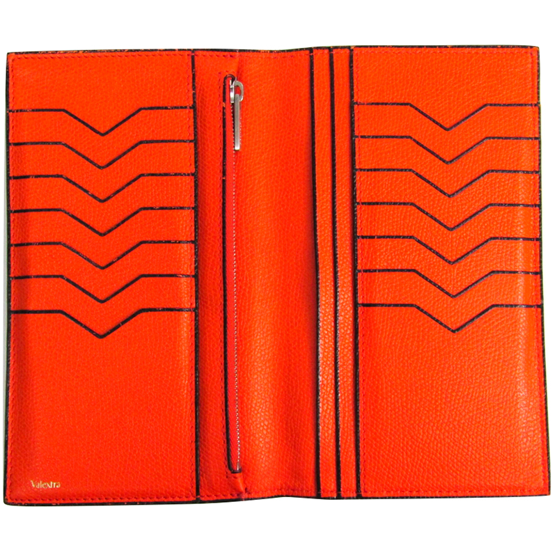 

Valextra Orange Leather Long Wallet