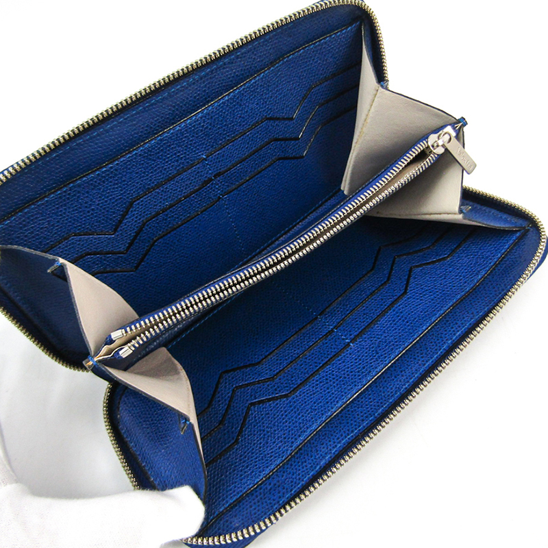 

Valextra Royal Blue Leather Long Wallet