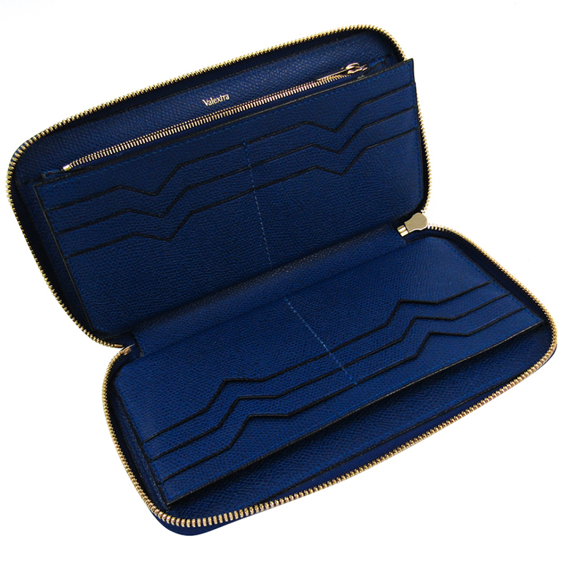 

Valextra Royal Blue Leather Long Wallet