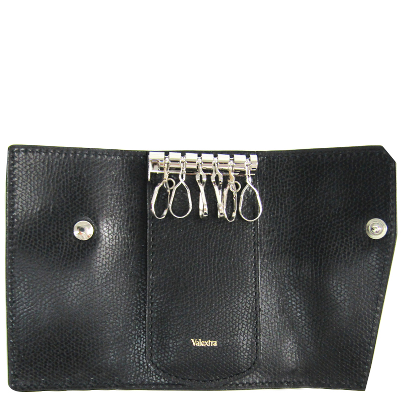 

Valextra Black Leather 6 Key Case Holder