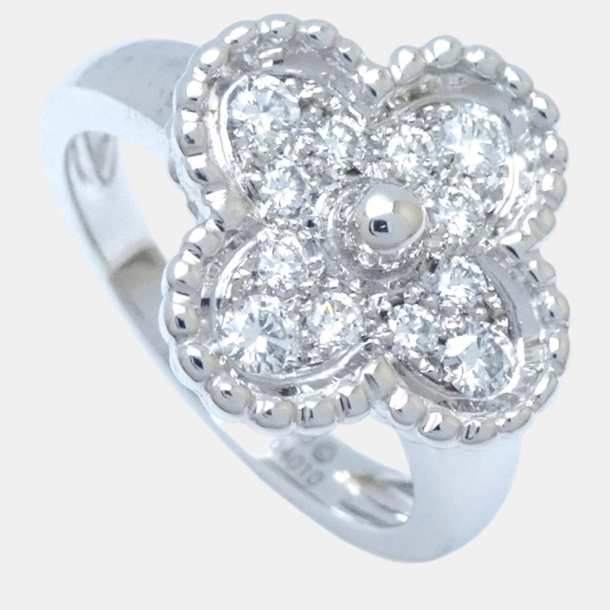 

Van Cleef & Arpels Vintage Alhambra Diamond Ring White Metal