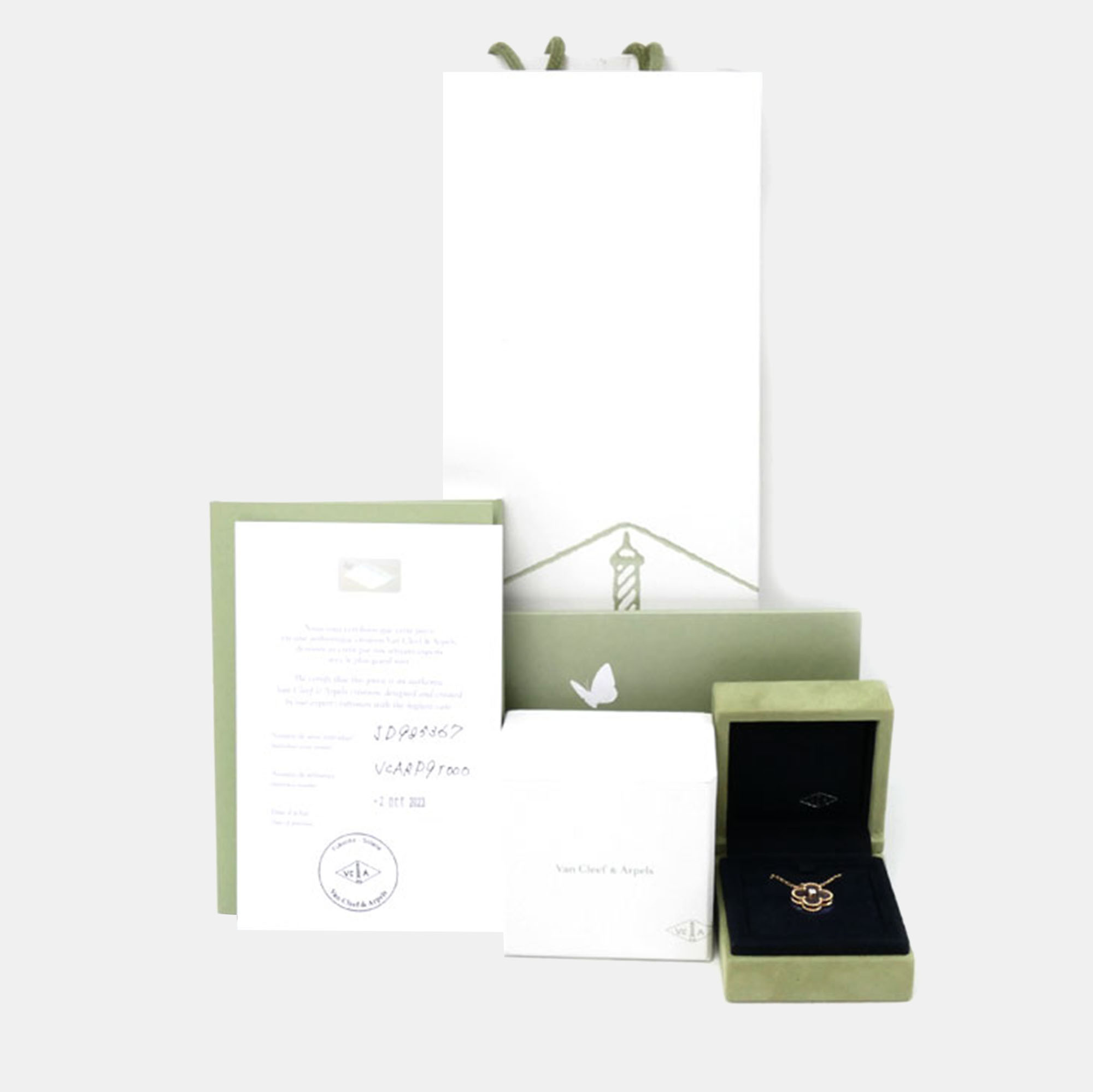 Van Cleef & Arpels 18K Rose Gold and Diamond Holiday Edition Vintage Alhambra Pendant Necklace 