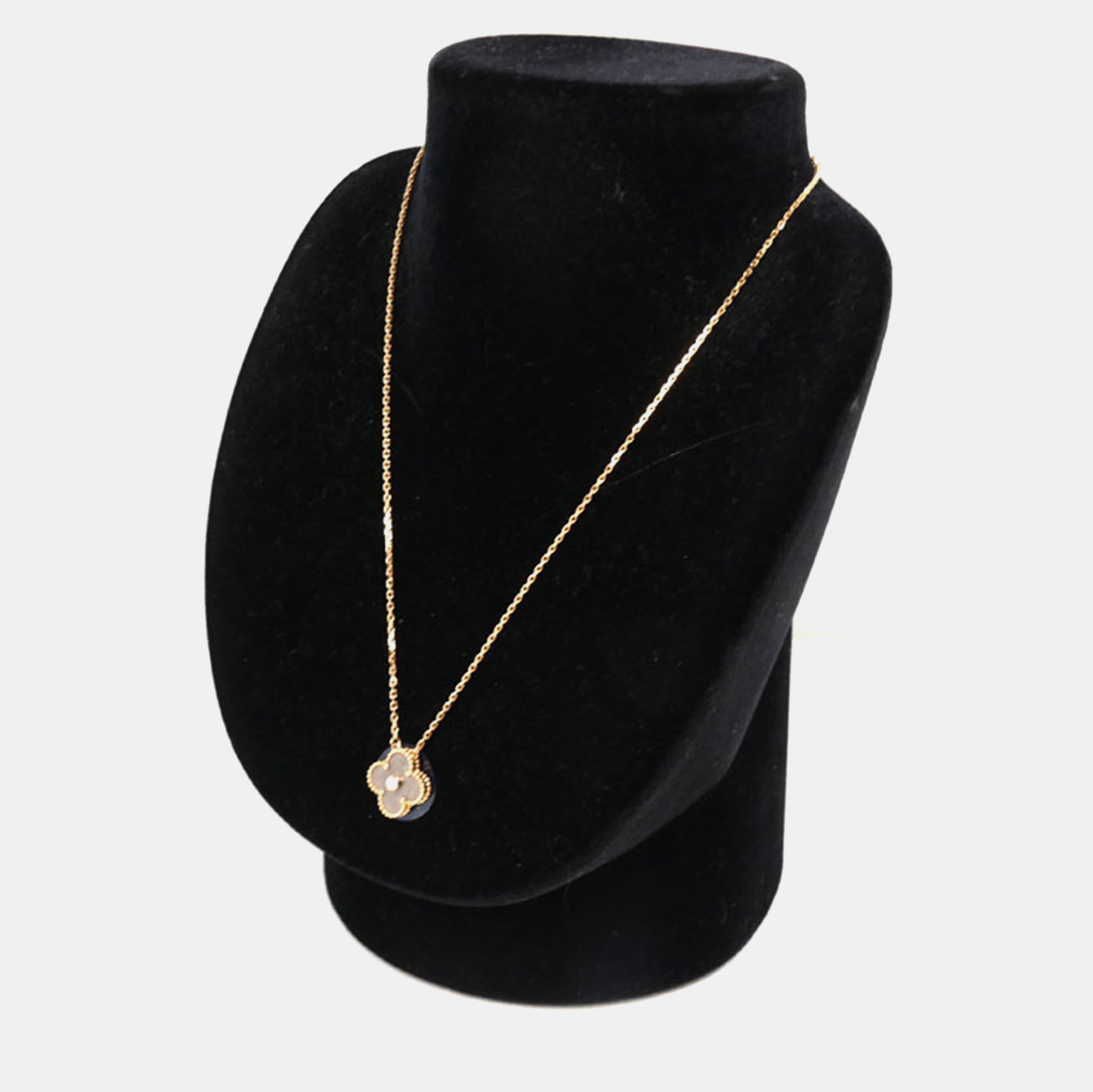 Van Cleef & Arpels 18K Rose Gold and Diamond Holiday Edition Vintage Alhambra Pendant Necklace 