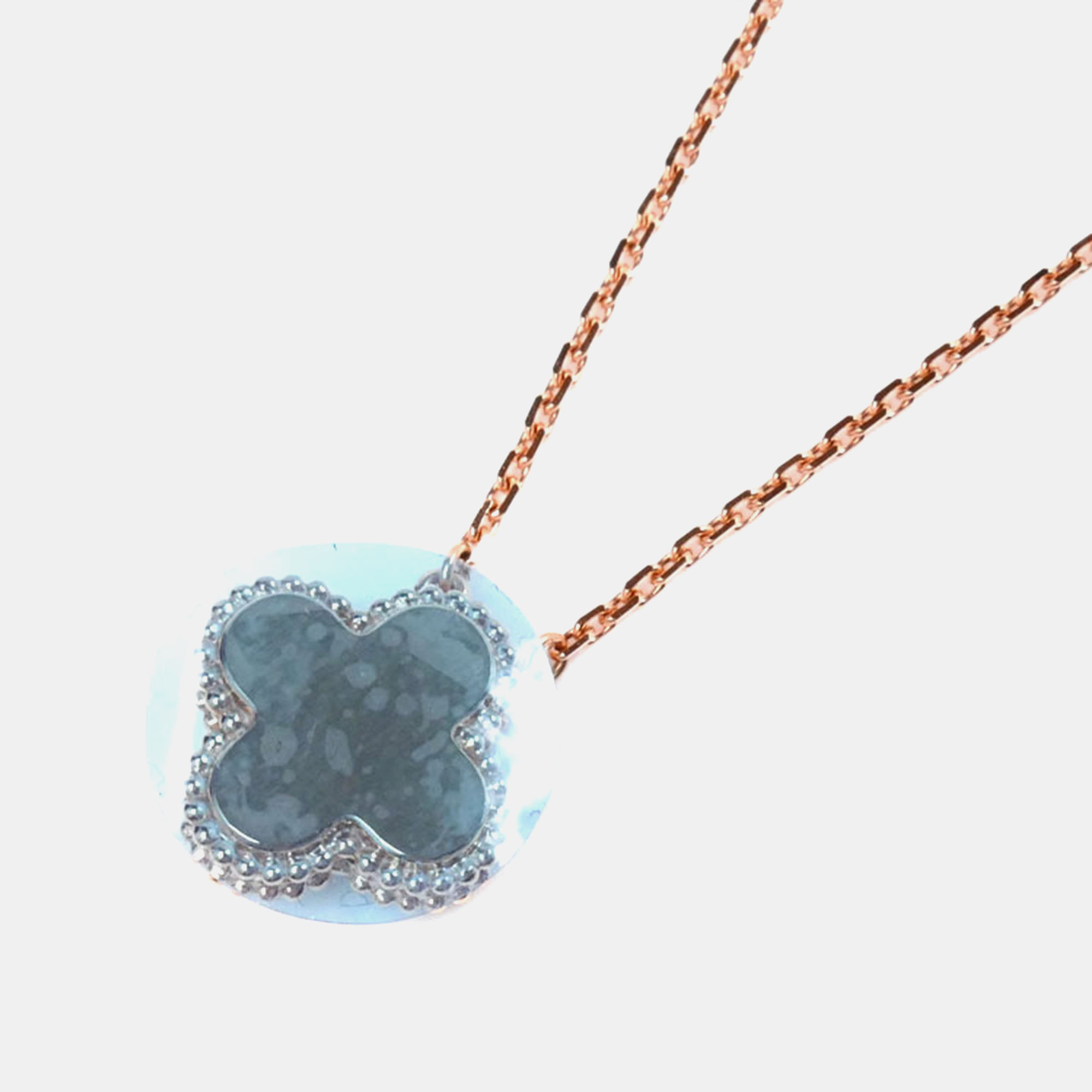Van Cleef & Arpels 18K Rose Gold and Diamond Holiday Edition Vintage Alhambra Pendant Necklace 