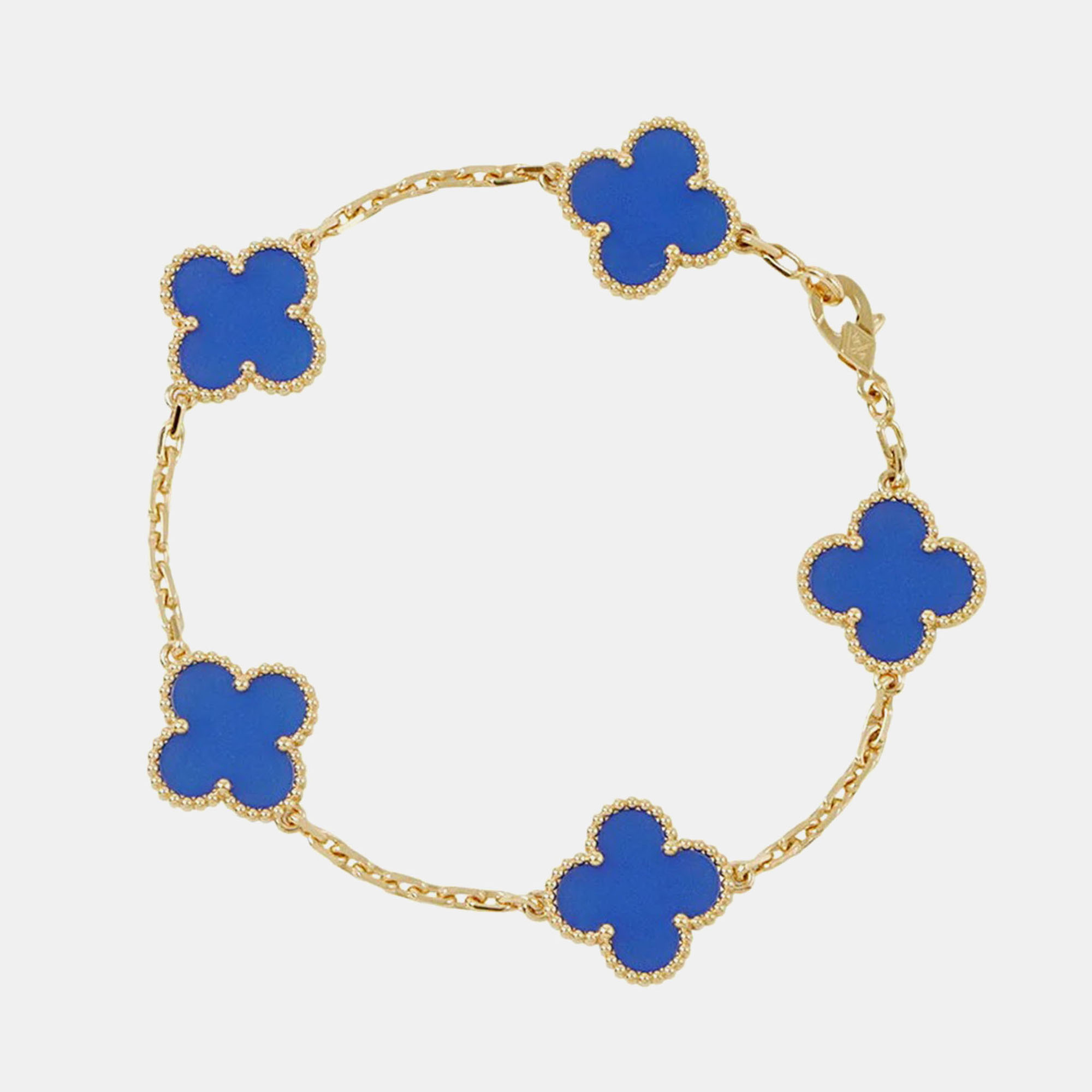 

Van Cleef & Arpels Vintage Alhambra 5 Motifs 18K Yellow Gold and Agate Bracelet