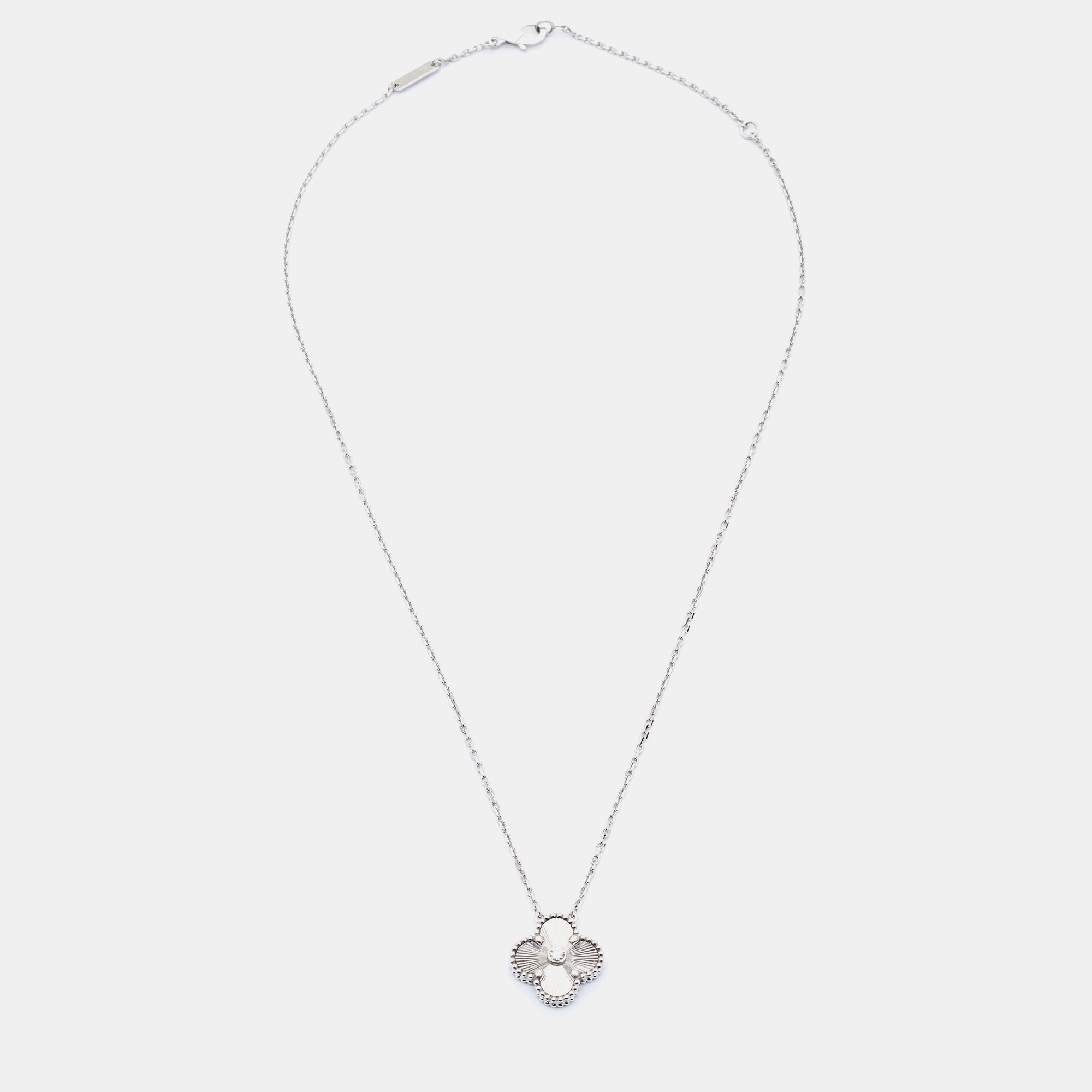 

Van Cleef & Arpels Vintage Alhambra Diamond 18k White Gold Limited Edition Pendant Necklace