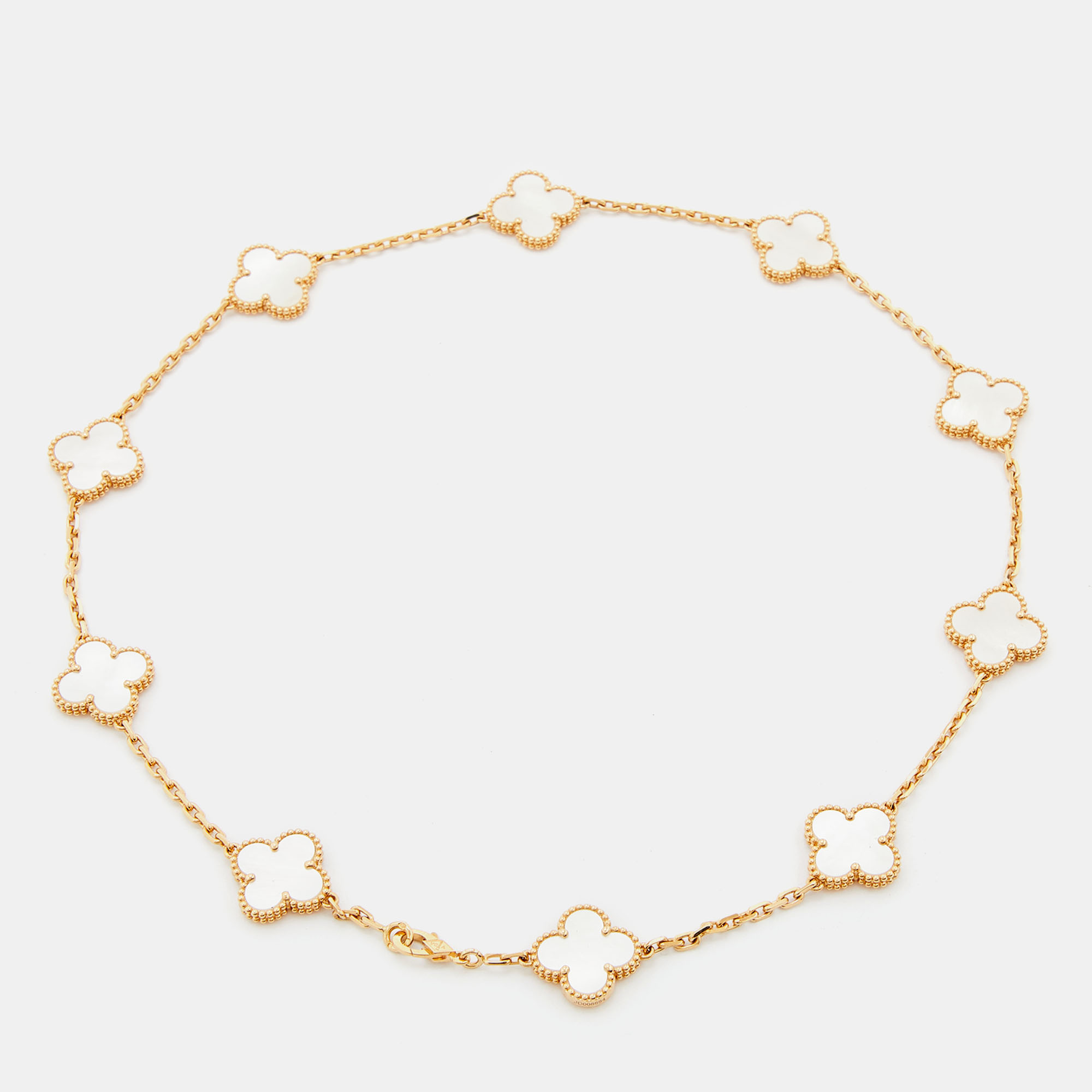 Pre-owned Van Cleef & Arpels Vintage Alhambra Mother Of Pearl 18k 