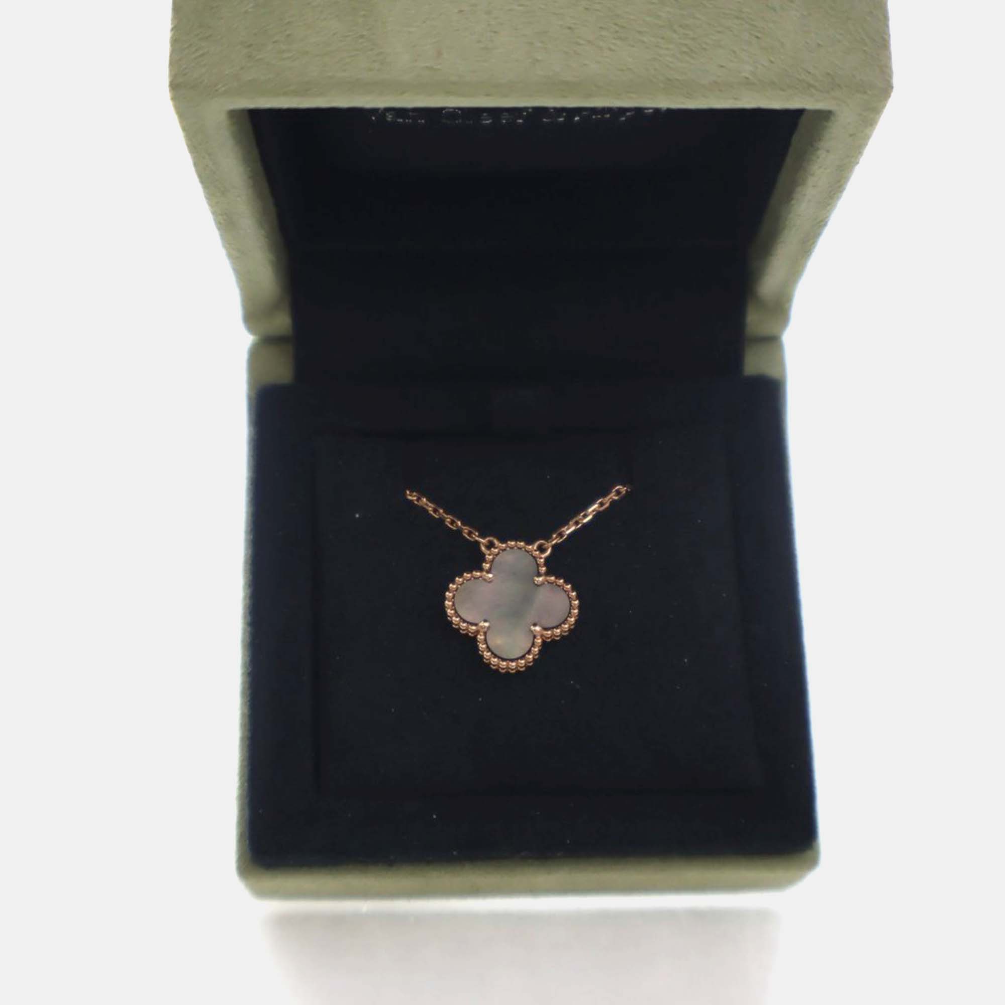 Pre-owned Van Cleef & Arpels 18k Rose Gold Mother Of Pearl Vintage Alhambra Pendant