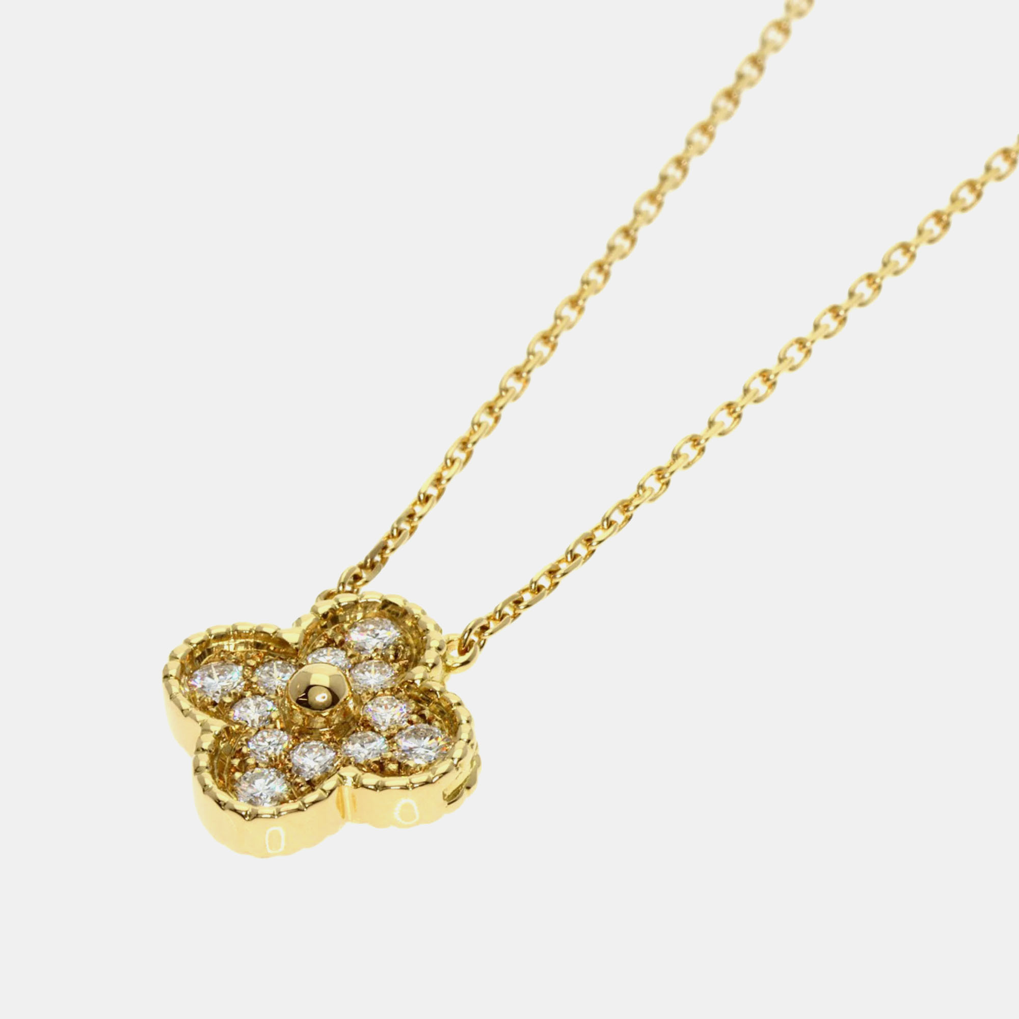 

Van Cleef & Arpels 18K Yellow Gold and Diamond Vintage Alhambra Pendant Necklace
