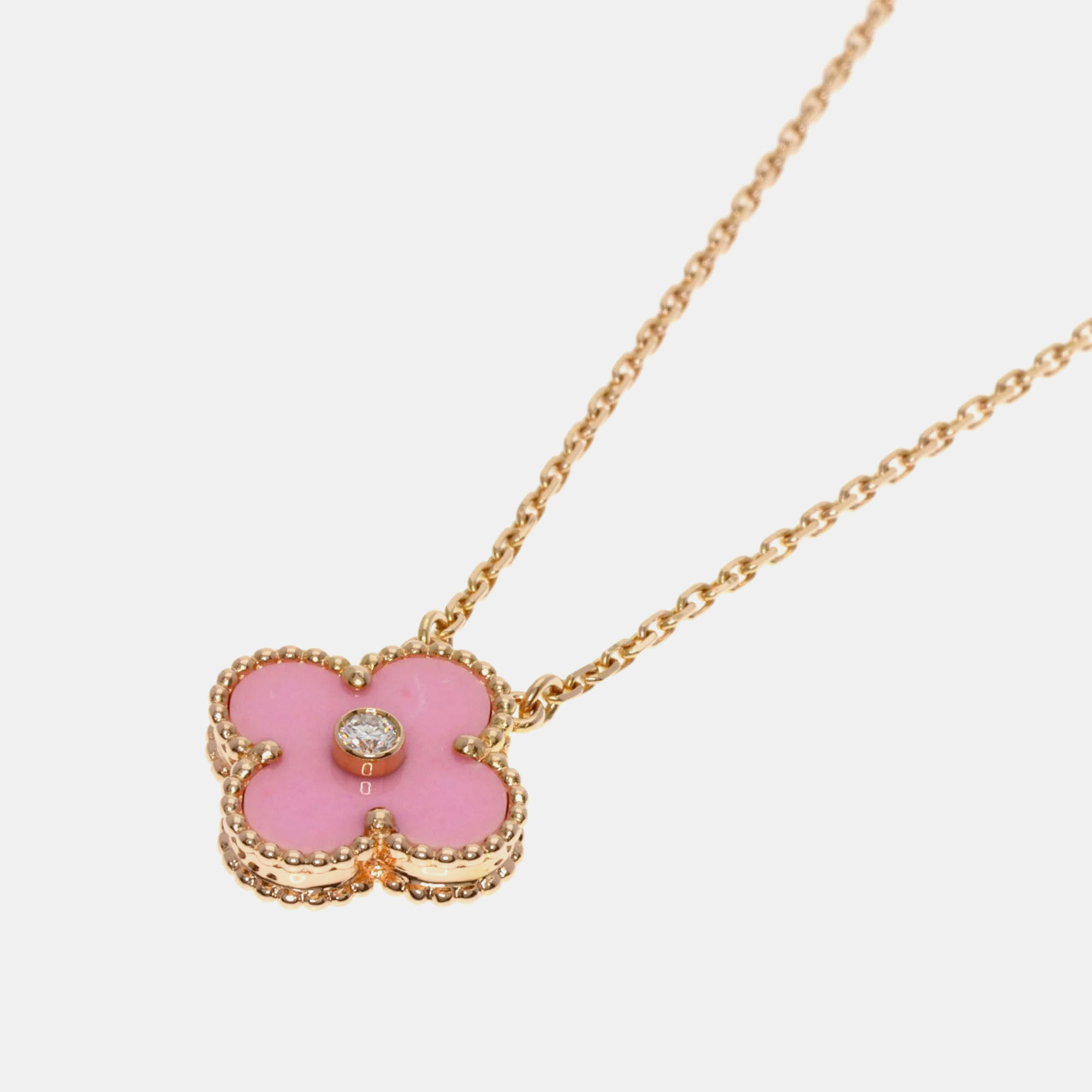 

Van Cleef & Arpels 18K Rose Gold and Diamond 2015 Limited Edition Vintage Alhambra Pendant Necklace