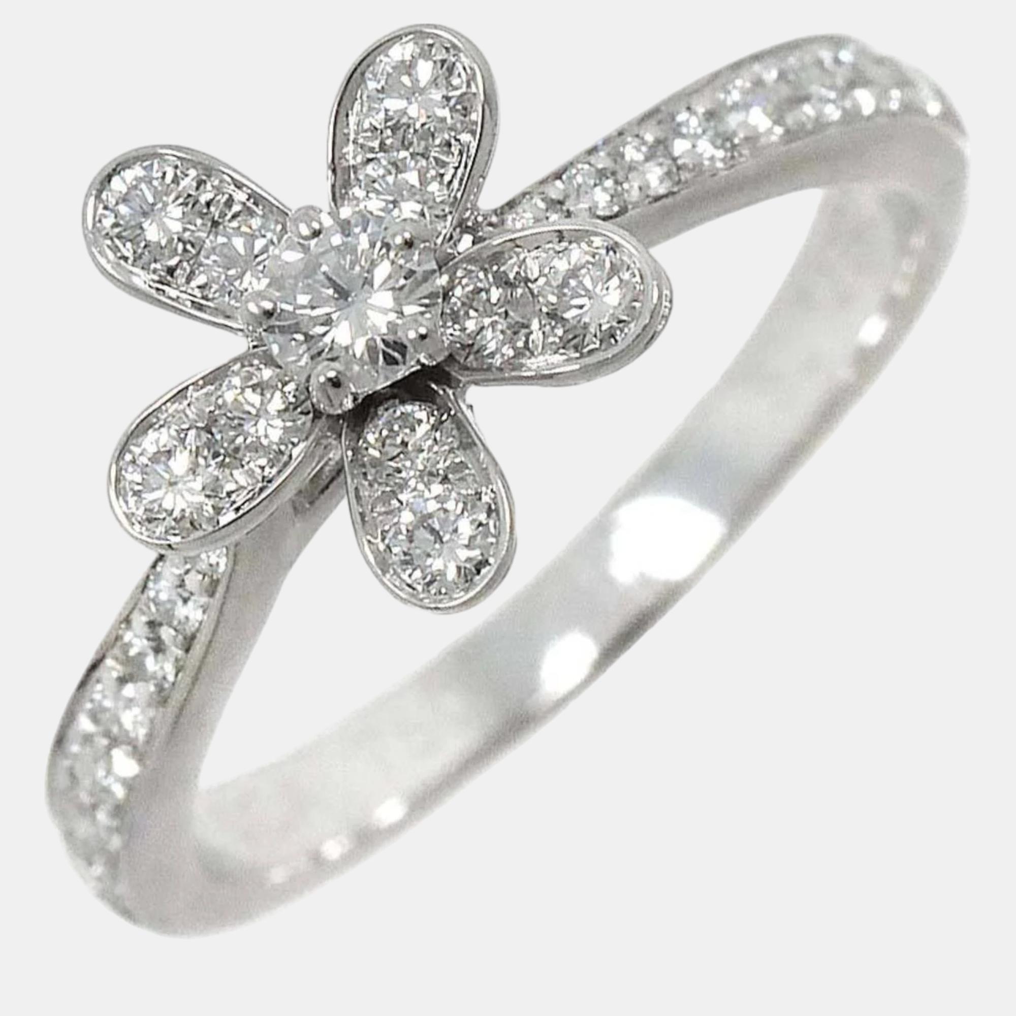 

Van Cleef & Arpels 18K White Gold and Diamond Socrate Flower Ring EU 50