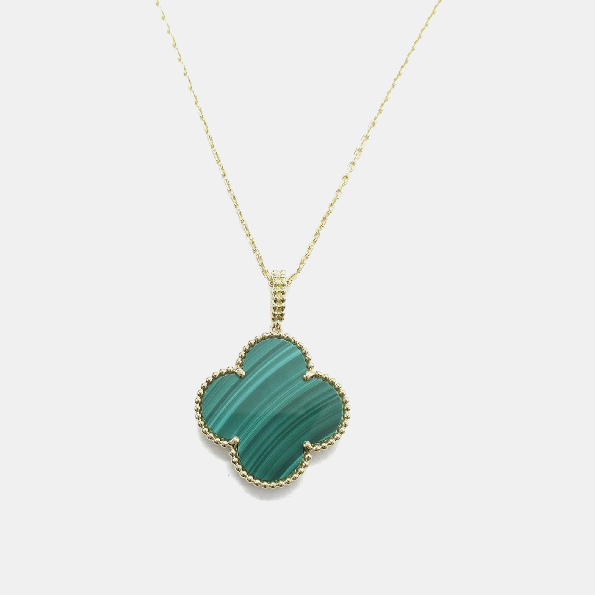 

Van Cleef & Arpels 18K Yellow Gold, Malachite Magic Alhambra Pendant Necklace