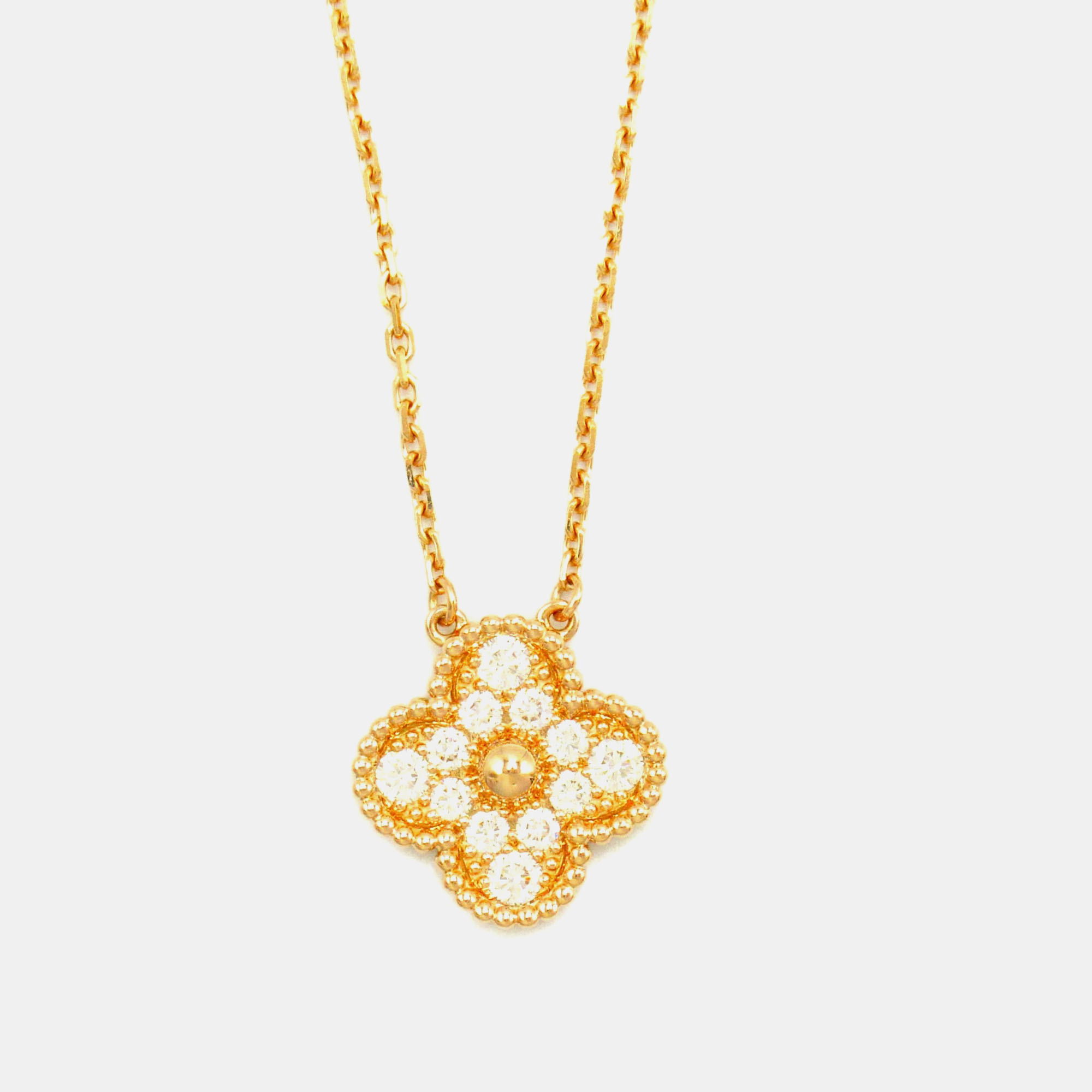 

Van Cleef & Arpels 18K Rose Gold and Diamond Vintage Alhambra Pendant Necklace