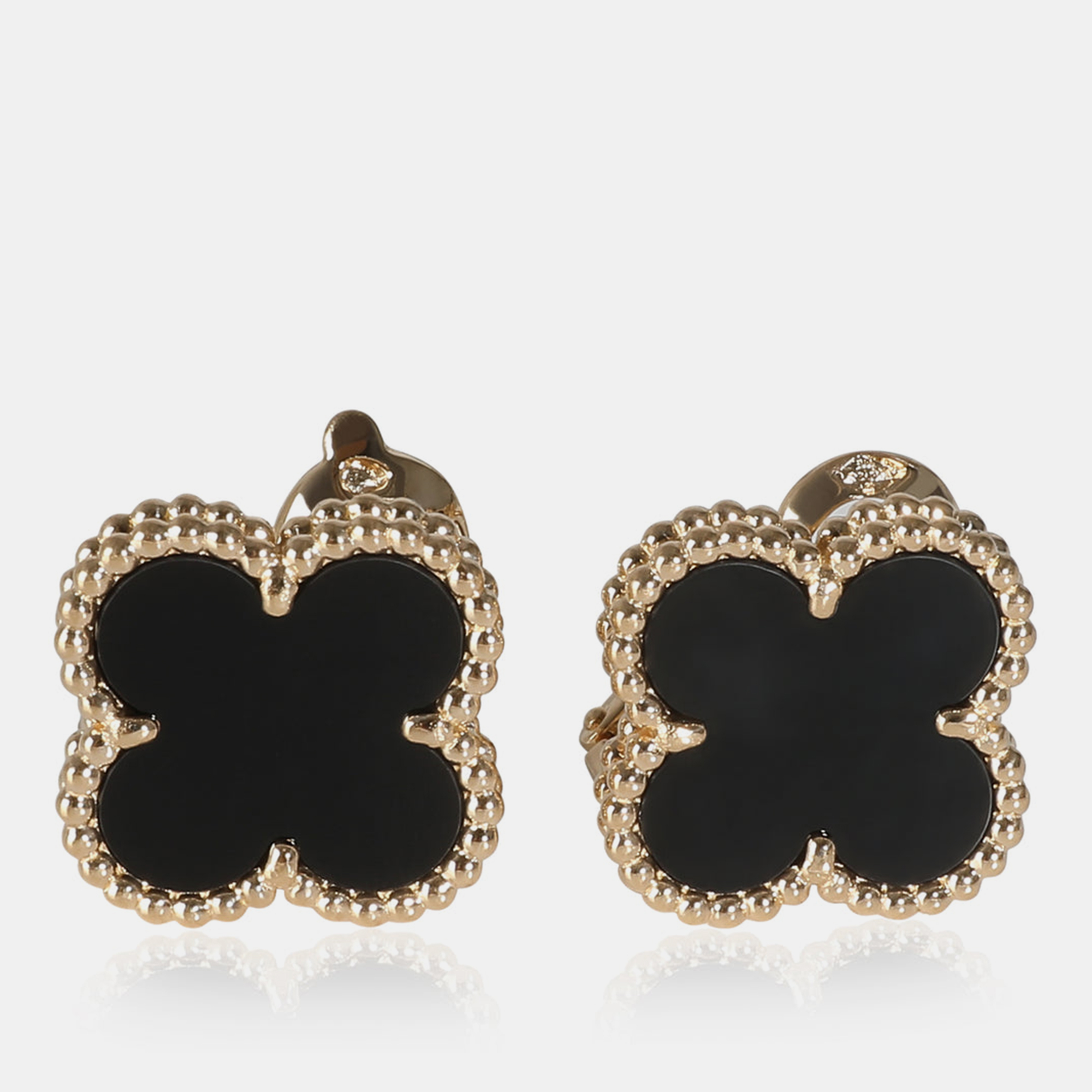 

Van Cleef & Arpels 18k Yellow Gold Alhambra Onyx Earrings