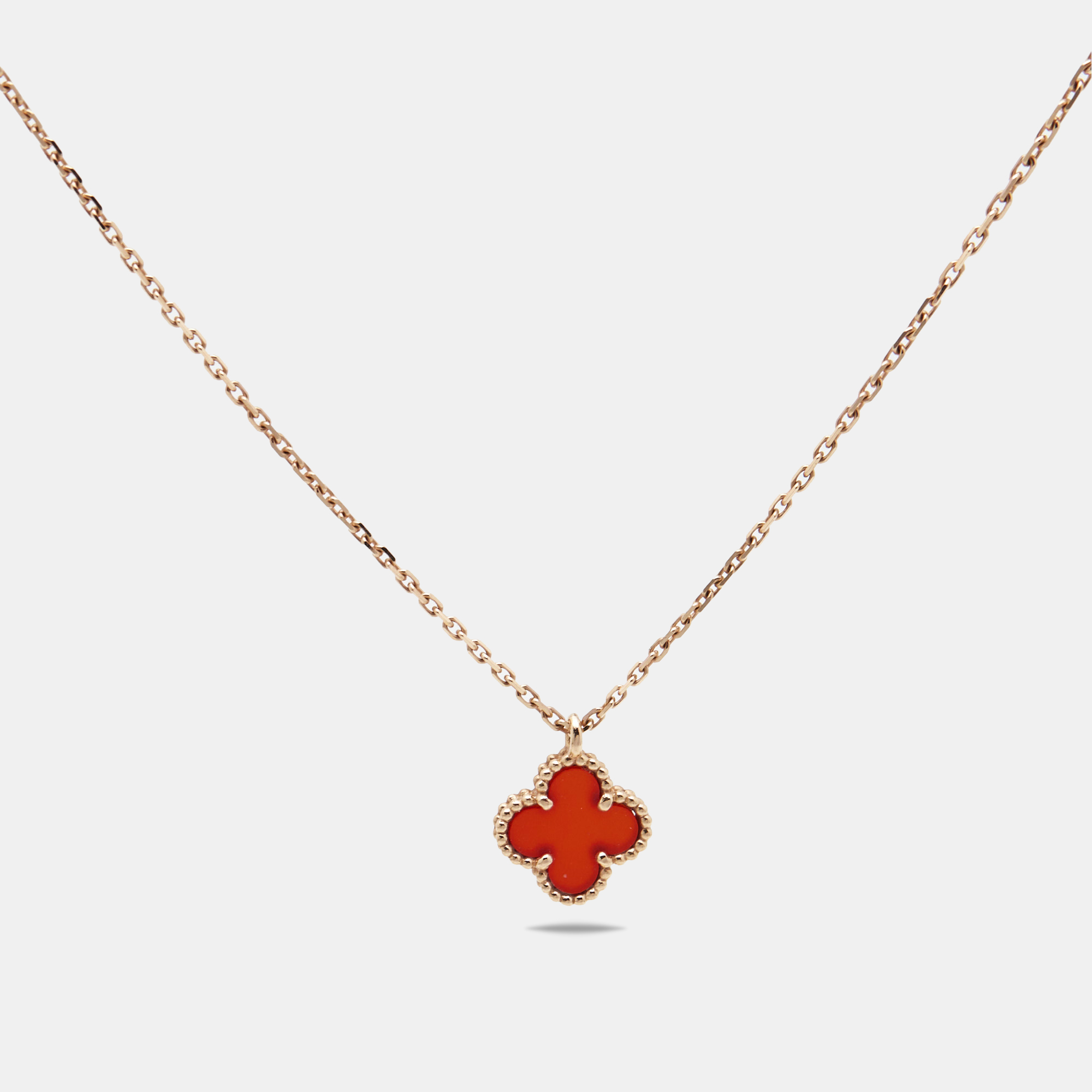 

Van Cleef & Arpels Sweet Alhambra Carnelian 18k Rose Gold Necklace